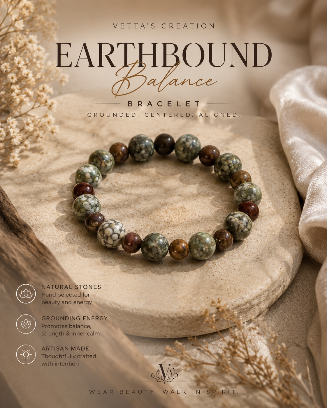 Earthbound Balance Bracelet | Grounded Beauty with Natural Stone Energy