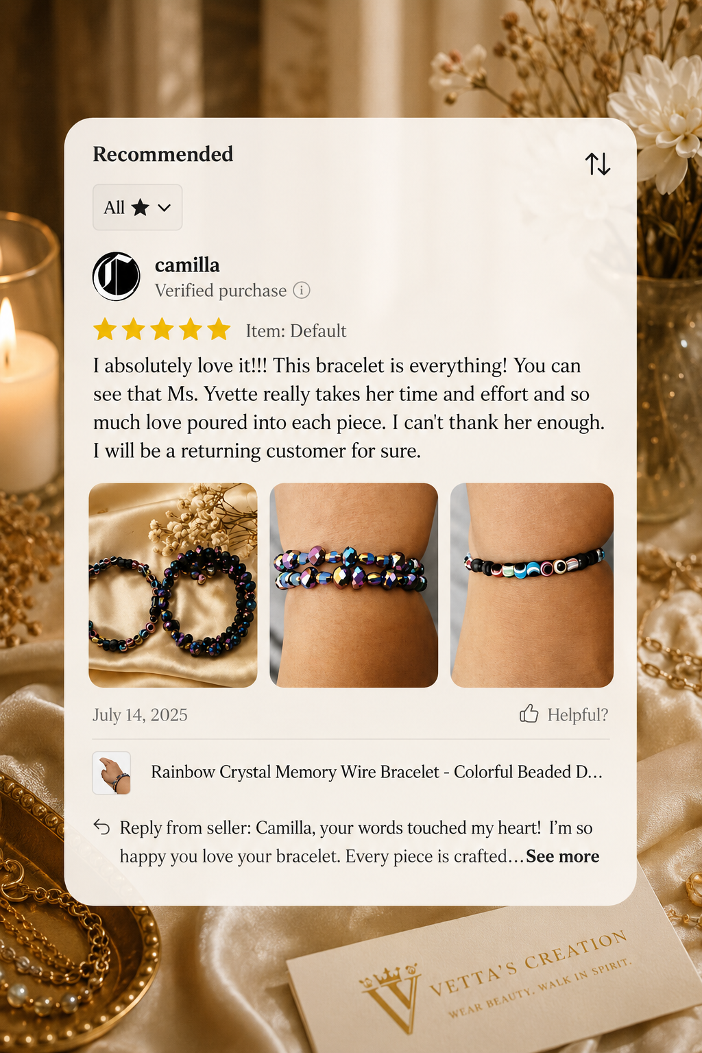 Customer Love 🤎 Camilla’s Rainbow Crystal Memory Wire Bracelet Review