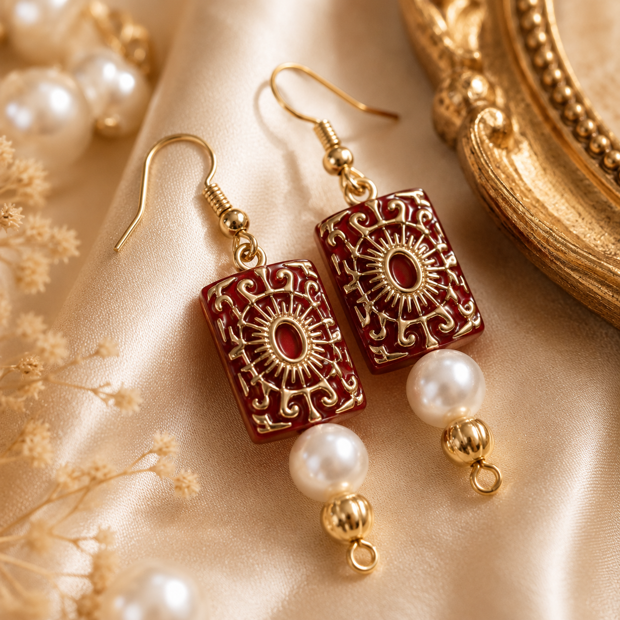 The Beauty of Timeless Elegance: Crimson Elegance Pearl Drop Earrings