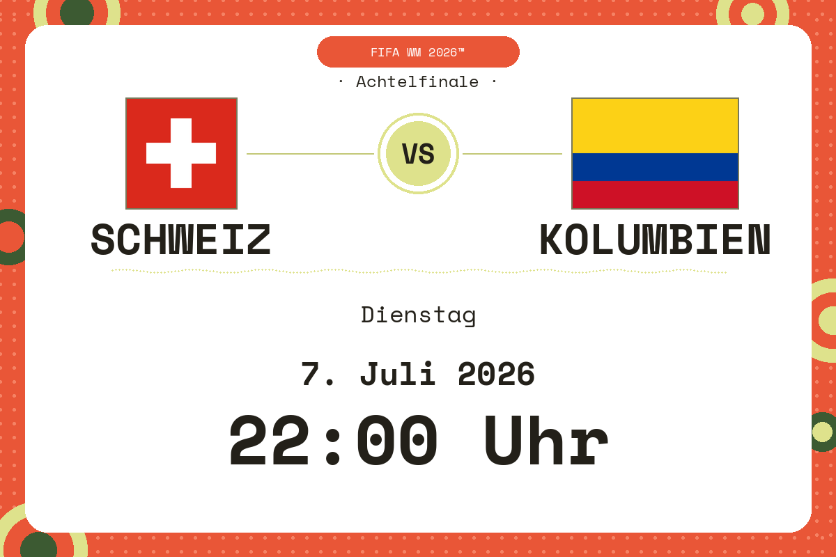 WM: Schweiz – Kolumbien