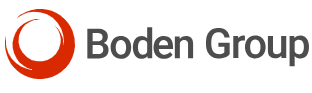 Boden Group logo with a red circular symbol and black text