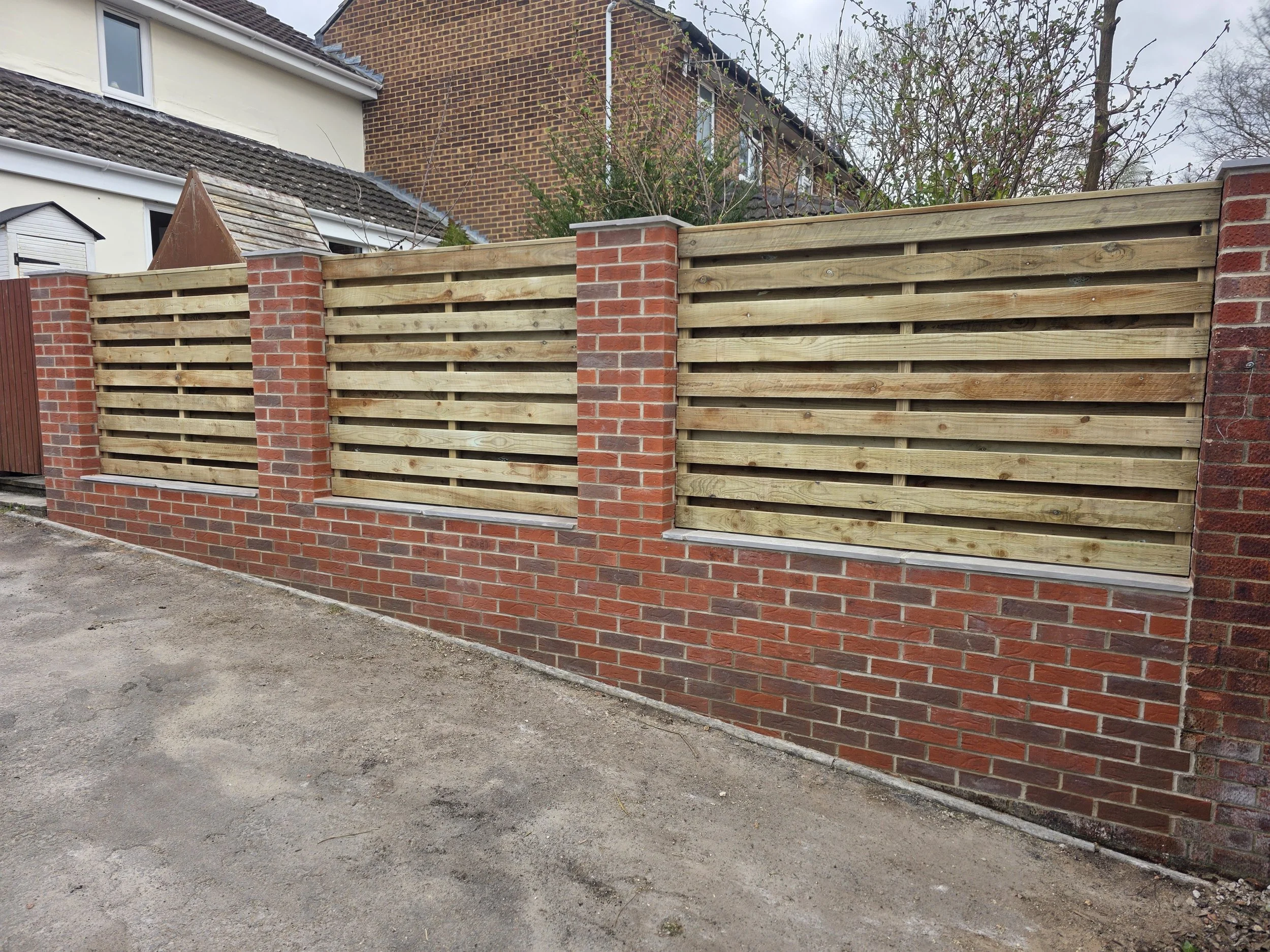 brick wall with pillars