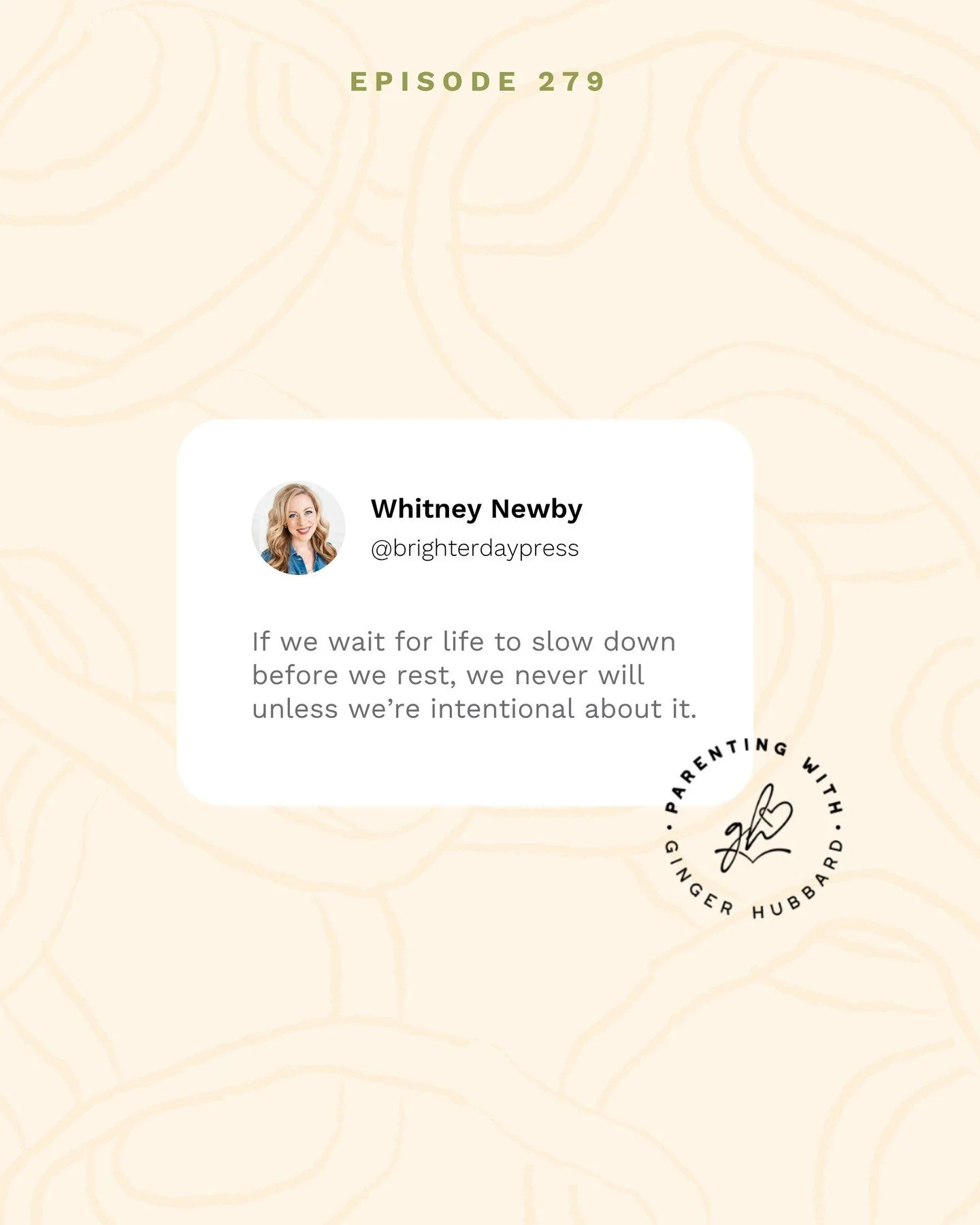 Episode 279 | Creating Rhythms of Rest with Whitney Newby​ @brighterdaypress 

PODCAST LINK IN PROFILE! 

Special thanks to our sponsors:
@ctcmath
@weheartnutrition
@redeem.healthshare.ministry

#parentingwithgingerhubbard #parenting #podcast #childr