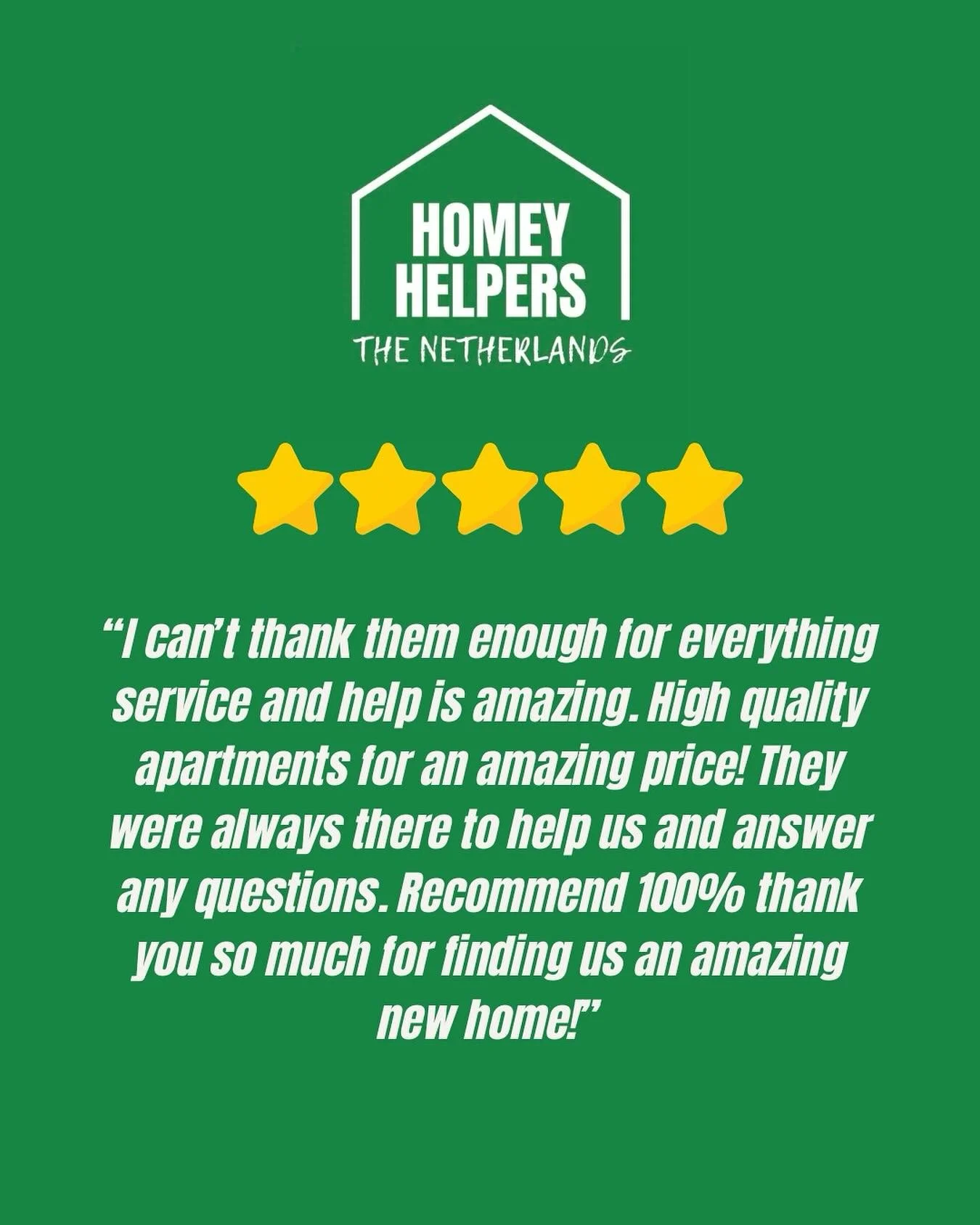 ✨ Nothing makes us happier than helping you find your perfect home in The Netherlands! 🏡

When our clients tell us we&rsquo;ve made their relocation journey smooth and stress-free, it reminds us why we do what we do. From high-quality apartments to 