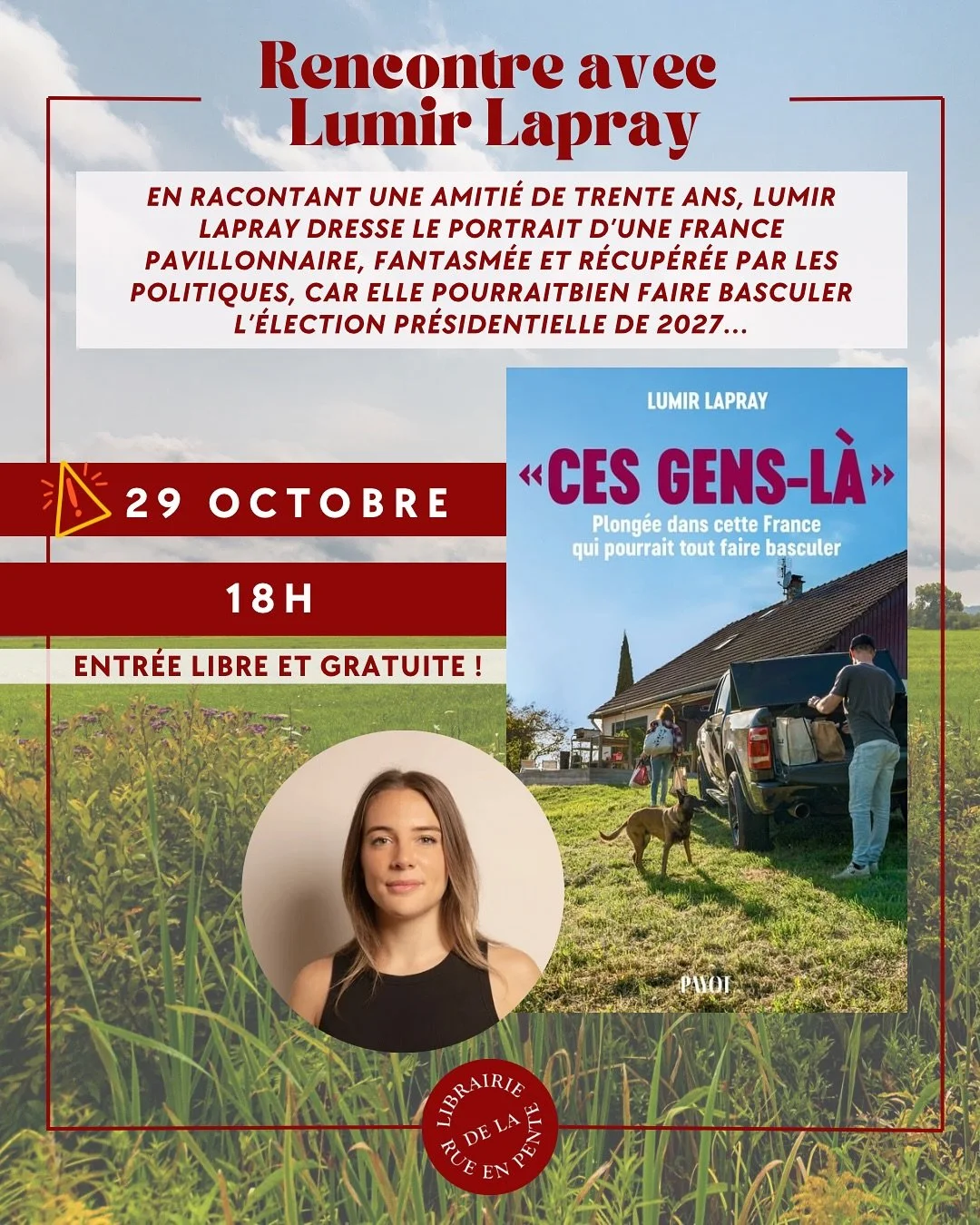 ⚠️ Changement de date pour la venue de @lumirlapray , la rencontre aura lieu le mercredi 29 ! 

Merci pour votre compr&eacute;hension, &agrave; tr&egrave;s vite 🌱