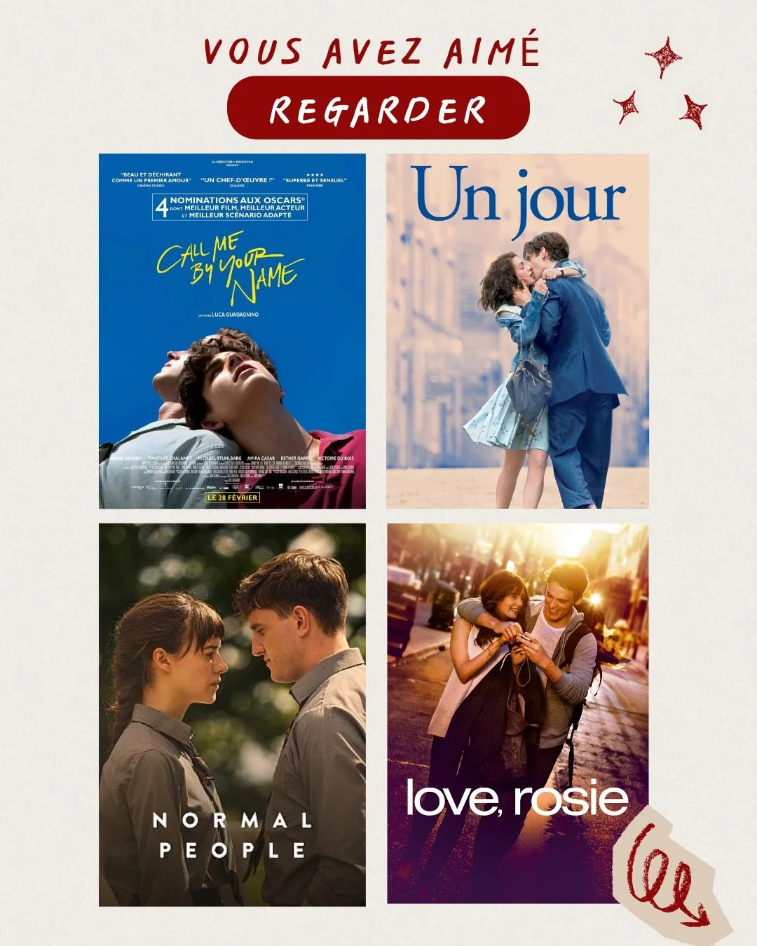 ☔️ Week-end de pluie = sous la couette avec une pile de bouquins 📚

Et voici de quoi vous inspirer &agrave; travers 4 s&eacute;ries/films incontournables 🎥