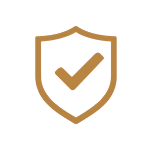 Shield icon with a check mark in the center, representing security or protection.