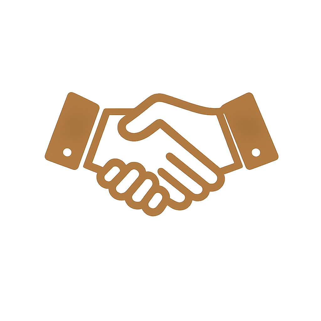 Icon of two people shaking hands, representing agreement or cooperation.