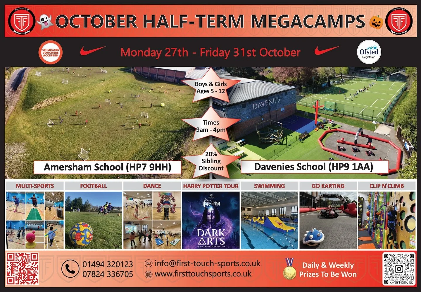 🎃 2️⃣ WEEKS TO GO UNTIL OUR OCTOBER HALF-TERM MEGACAMPS! 👻

The witching hour is almost upon us as this year&rsquo;s October Half-Term MegaCamps creeps closer! Get ready for a fang-tastic time!

📅 Dates: Monday 27th - Friday 31st October (1 week o