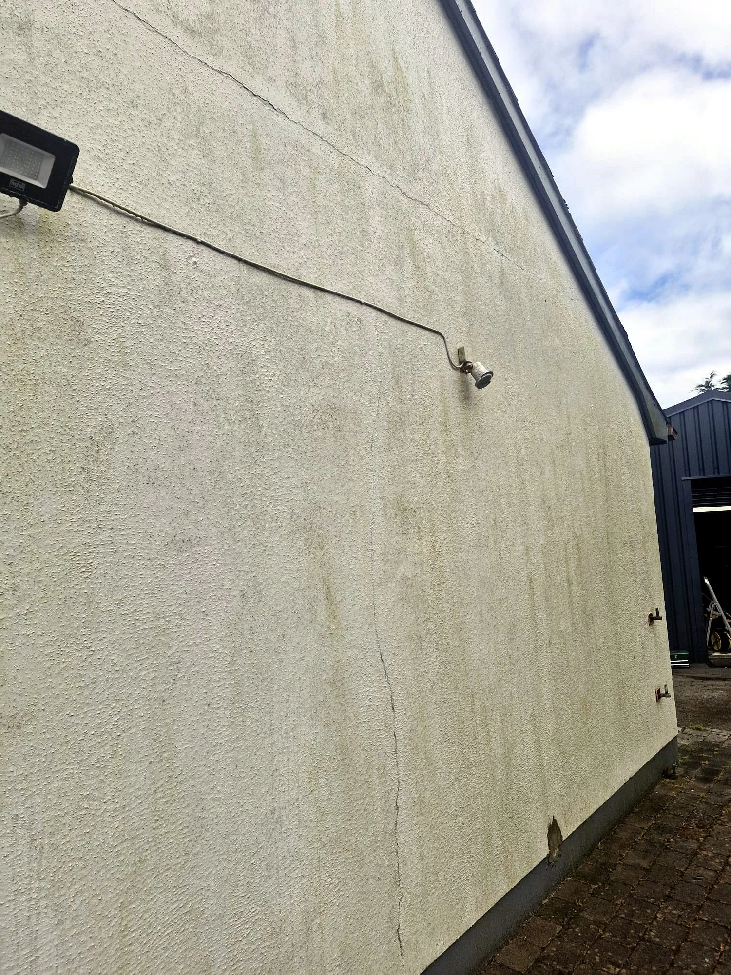Gable wall before biocide treatment