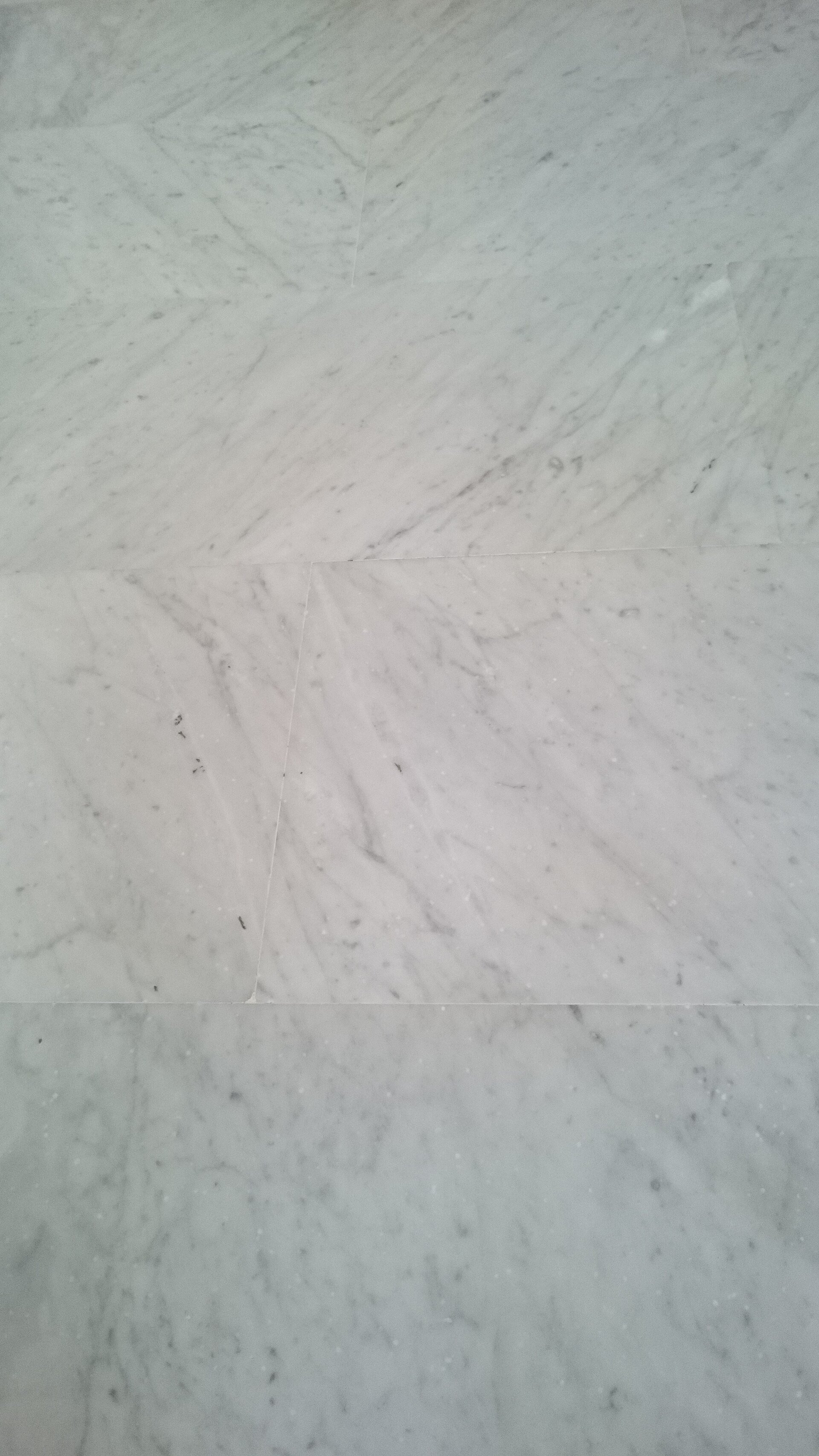 White marble floor showing natural veining and polished stone surface