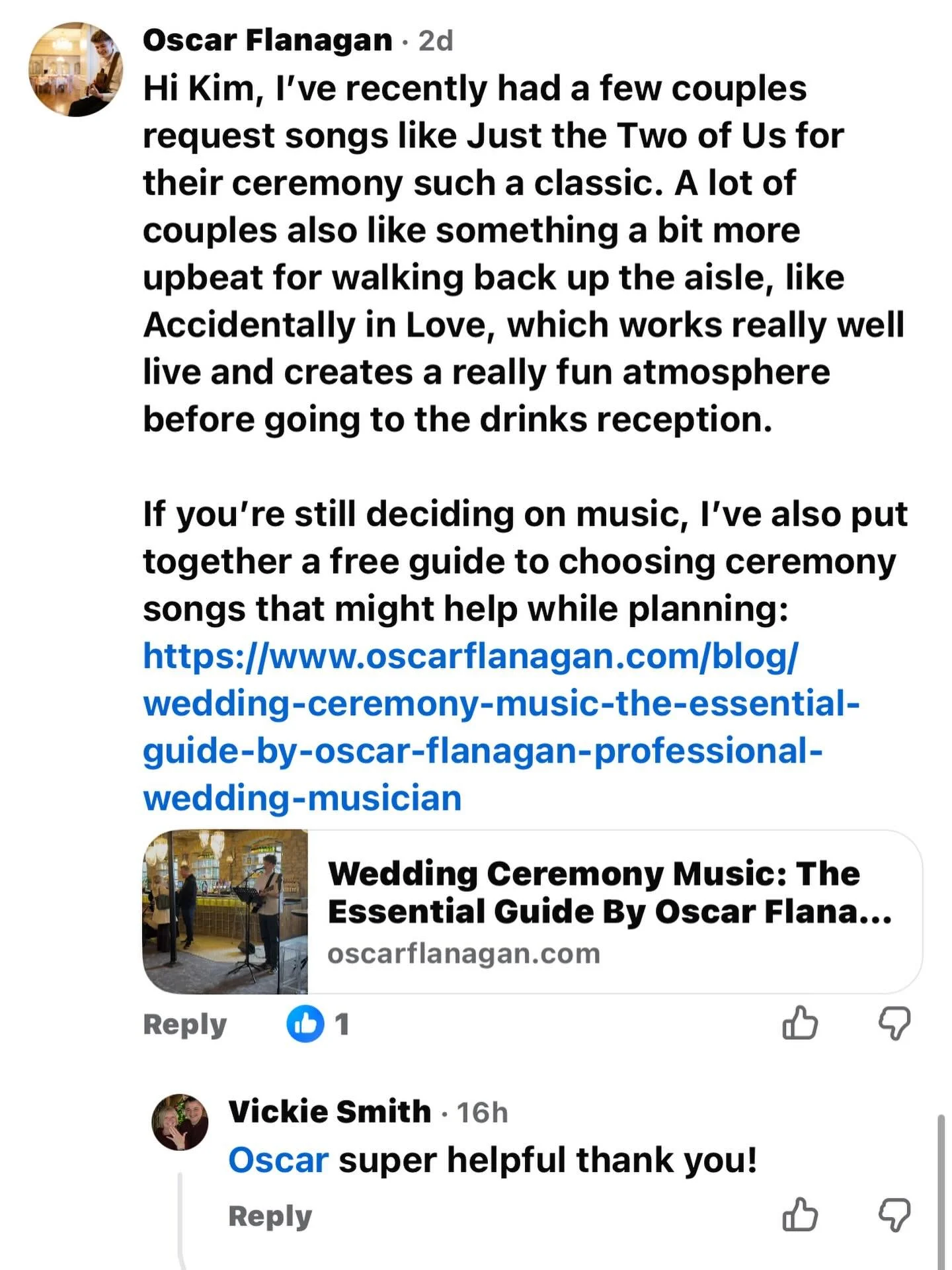 Have you checked out my ceremony music guide yet? 
https://www.oscarflanagan.com/blog/wedding-ceremony-music-the-essential-guide-by-oscar-flanagan-professional-wedding-musician

#weddings 
#weddingmusic
#weddingceremony 
#weddingsuk 
#weddingsinger