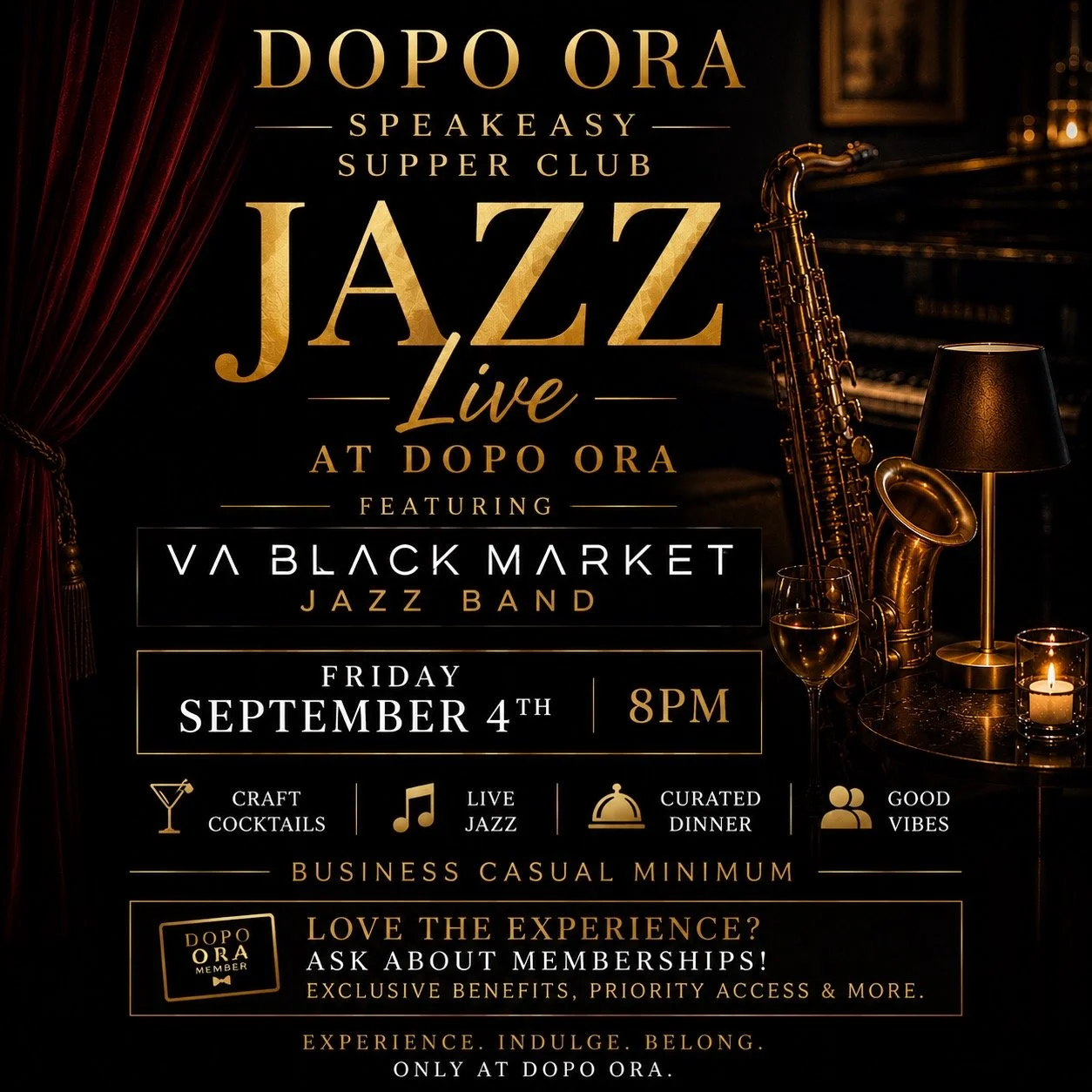 First Saturdays (Friday Sep 4) Live Jazz - VA Black Market Jazz Band