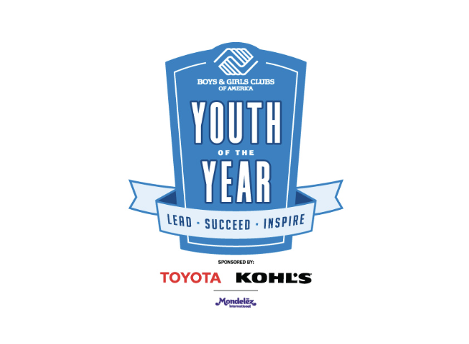 Logo for Boys & Girls Clubs of America Youth of the Year, sponsored by Toyota, Kohl's, and Montelez International, with the words Lead, Succeed, Inspire.