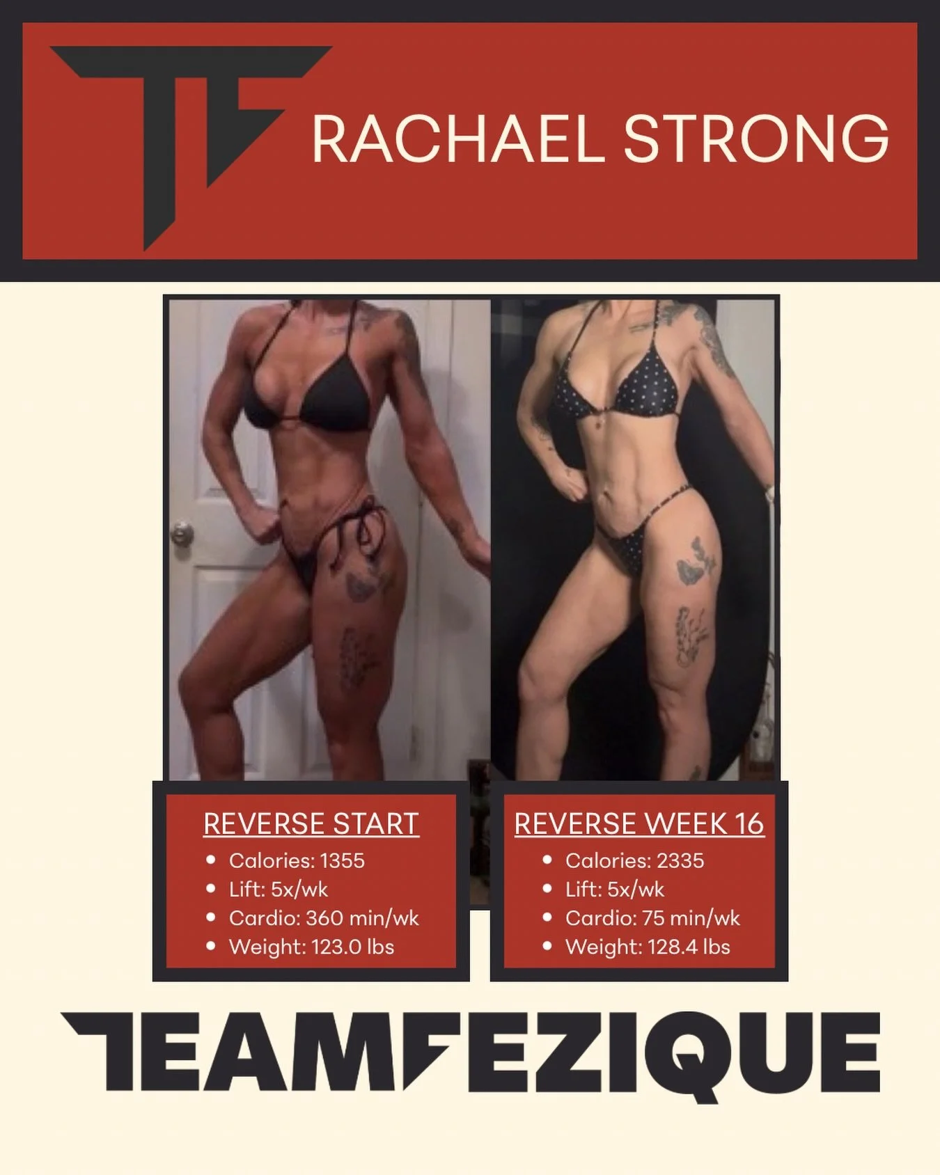 We celebrate the prep AND the reverse around here 🔥💪🏻

The reverse phase is where:
✔️Metabolism is rebuilt
✔️Hormones stabilize
✔️Strength explodes
✔️True discipline shows

Strategic increases. Hard training. Trusting the process.

4 months of rev