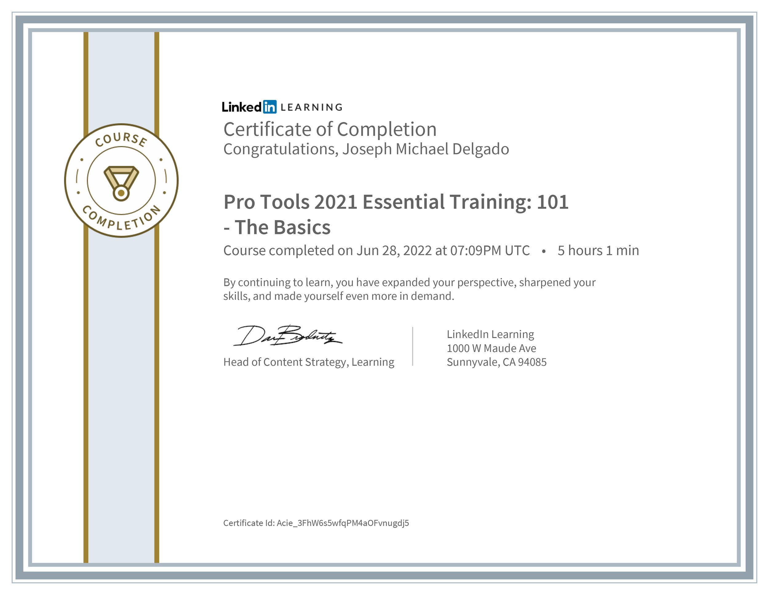 CertificateOfCompletion_Pro Tools 2021 Essential Training 101 The Basics.jpg