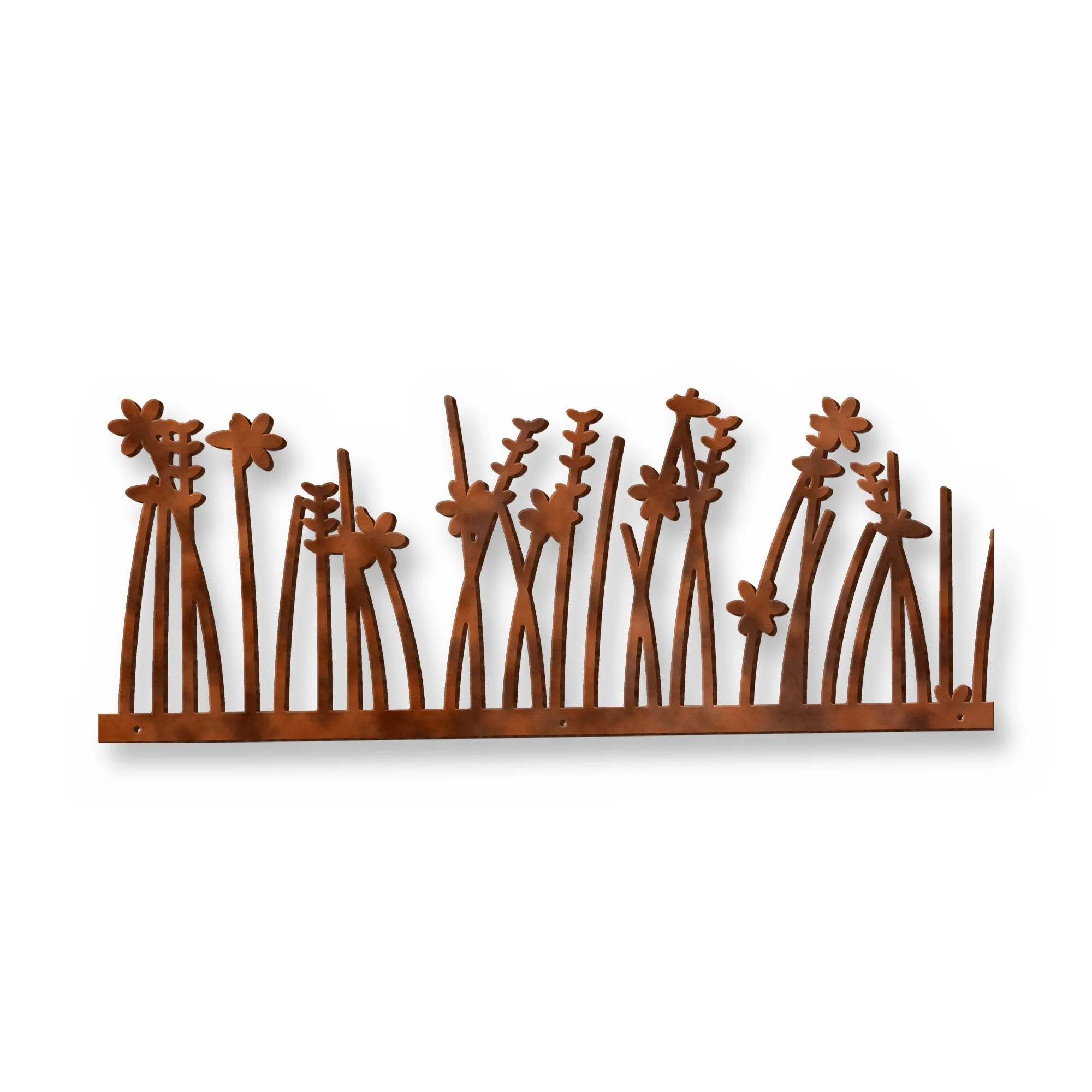 Saltmarsh Meadow Metal Wall Art in rust patina – plasma-cut 3 mm steel, studio photo on white