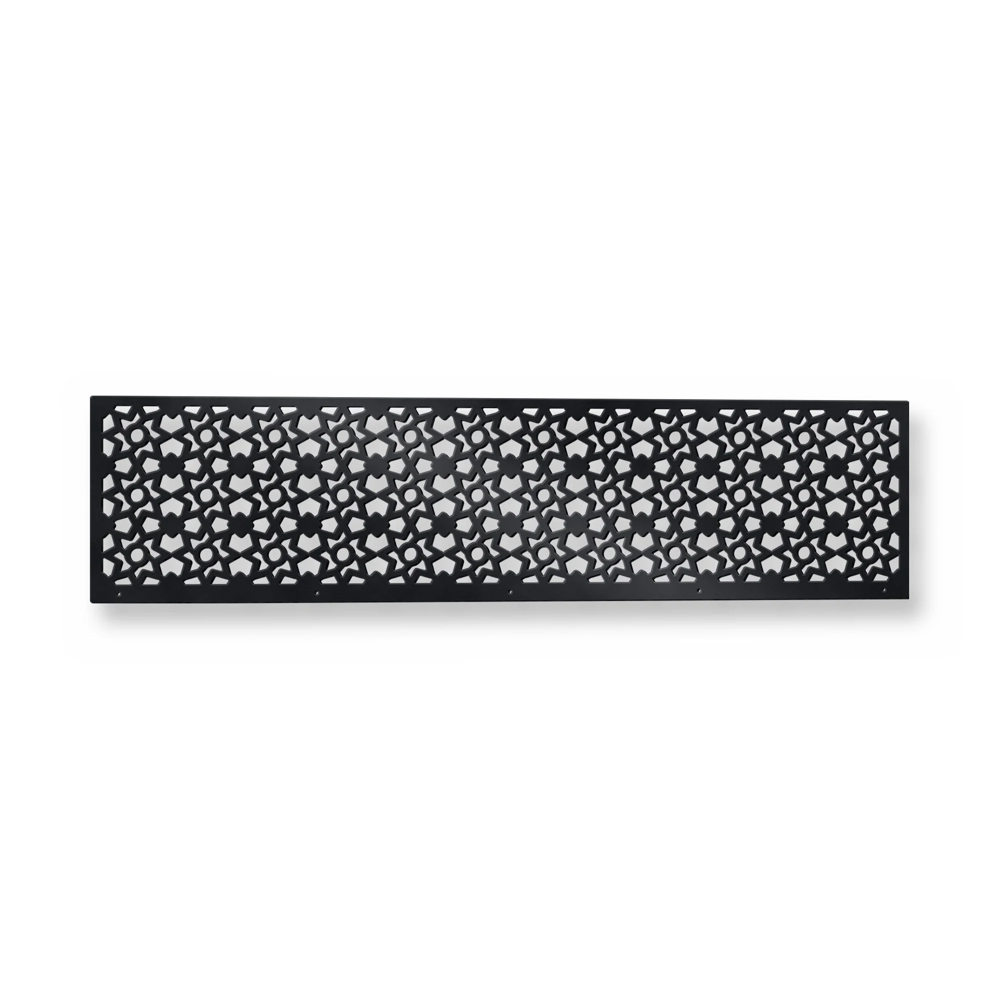 Zellige Fence Topper in satin black – plasma-cut 3 mm steel, studio photo on white