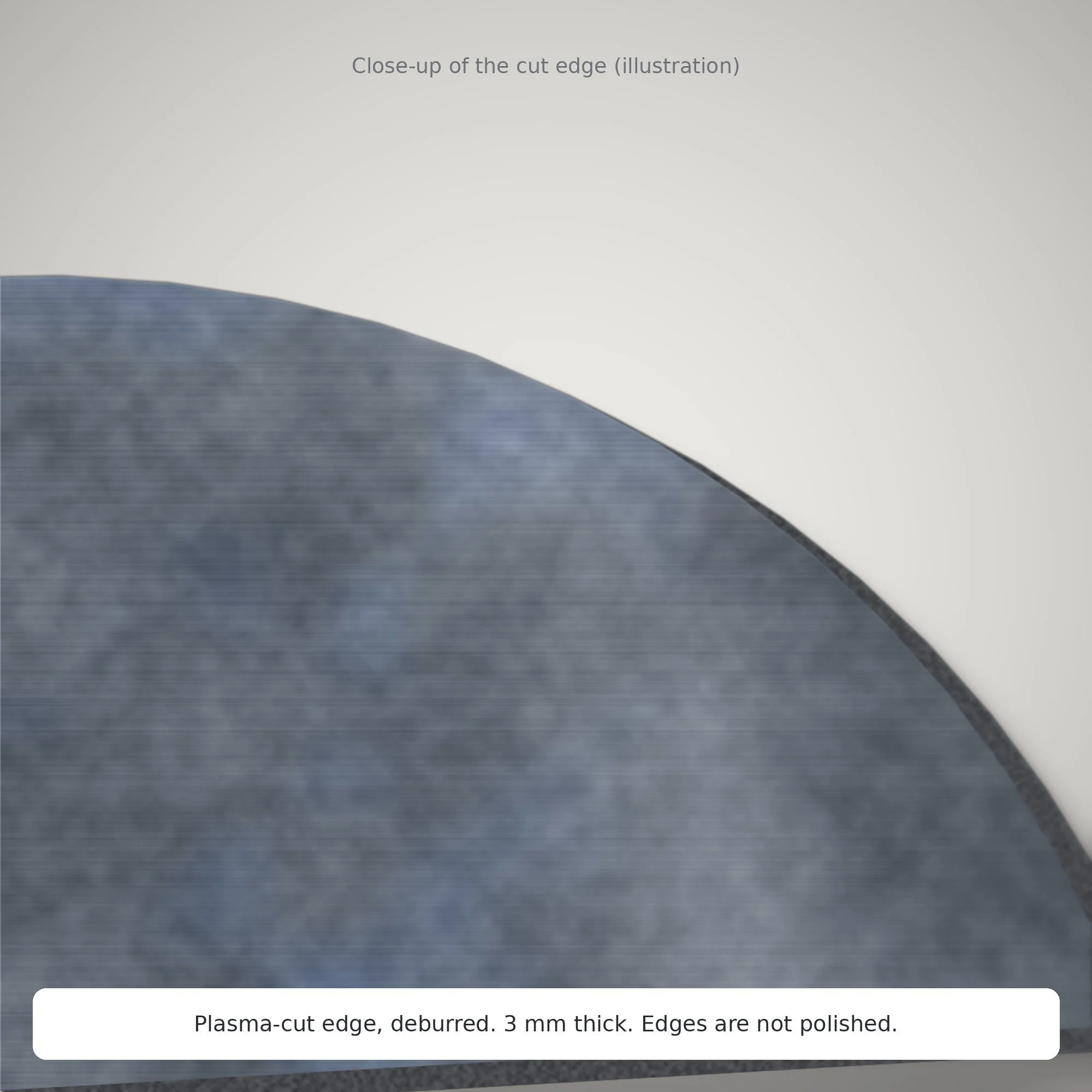 Close-up illustration of a plasma-cut steel disc edge
