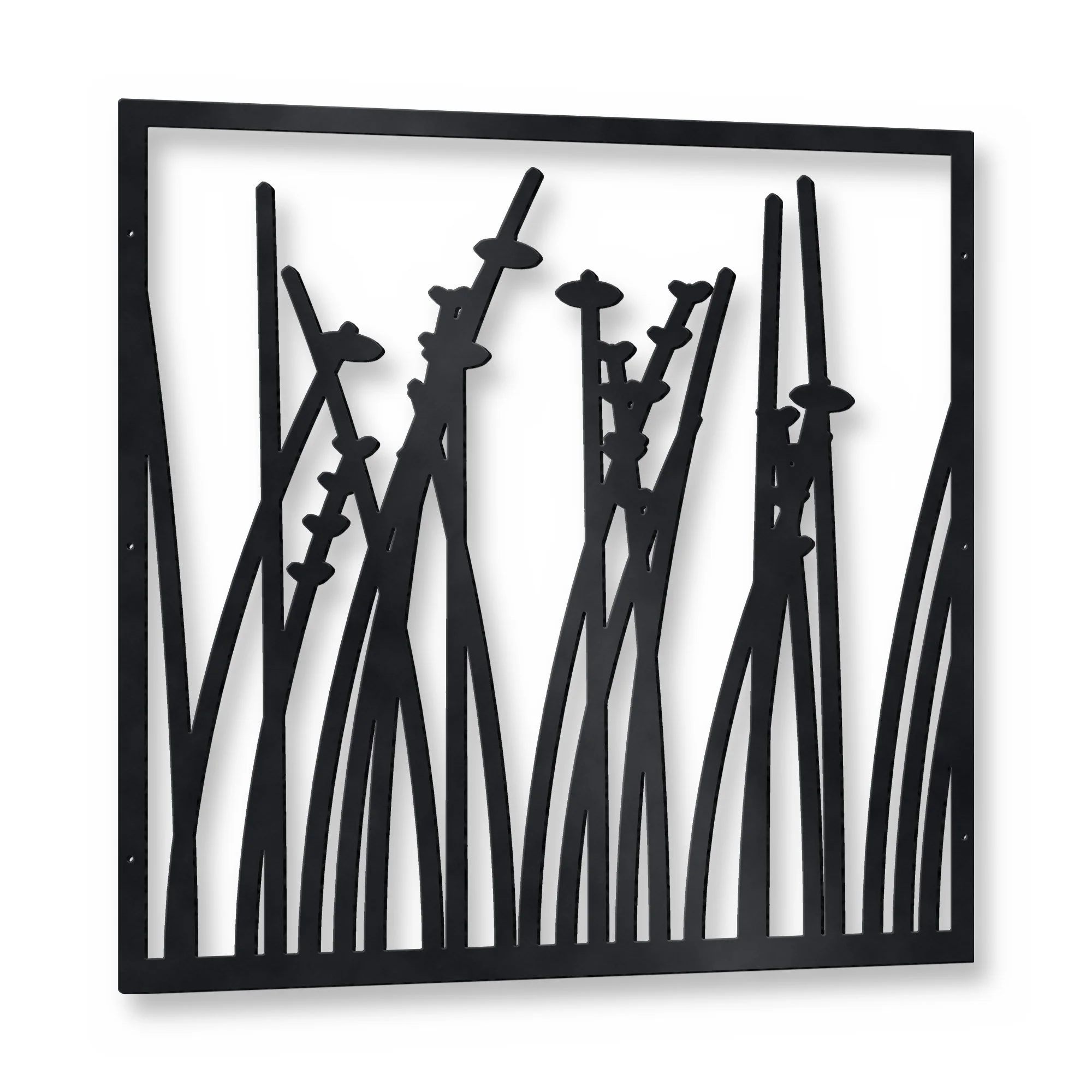 Saltmarsh Bin Store & Oil Tank Screen in satin black – plasma-cut 3 mm steel, studio photo on white