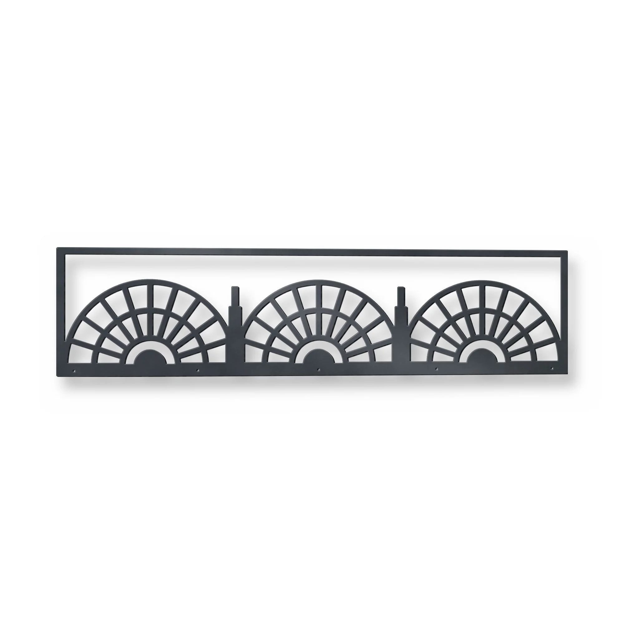 Ember Fence Topper in anthracite grey – plasma-cut 3 mm steel, studio photo on white