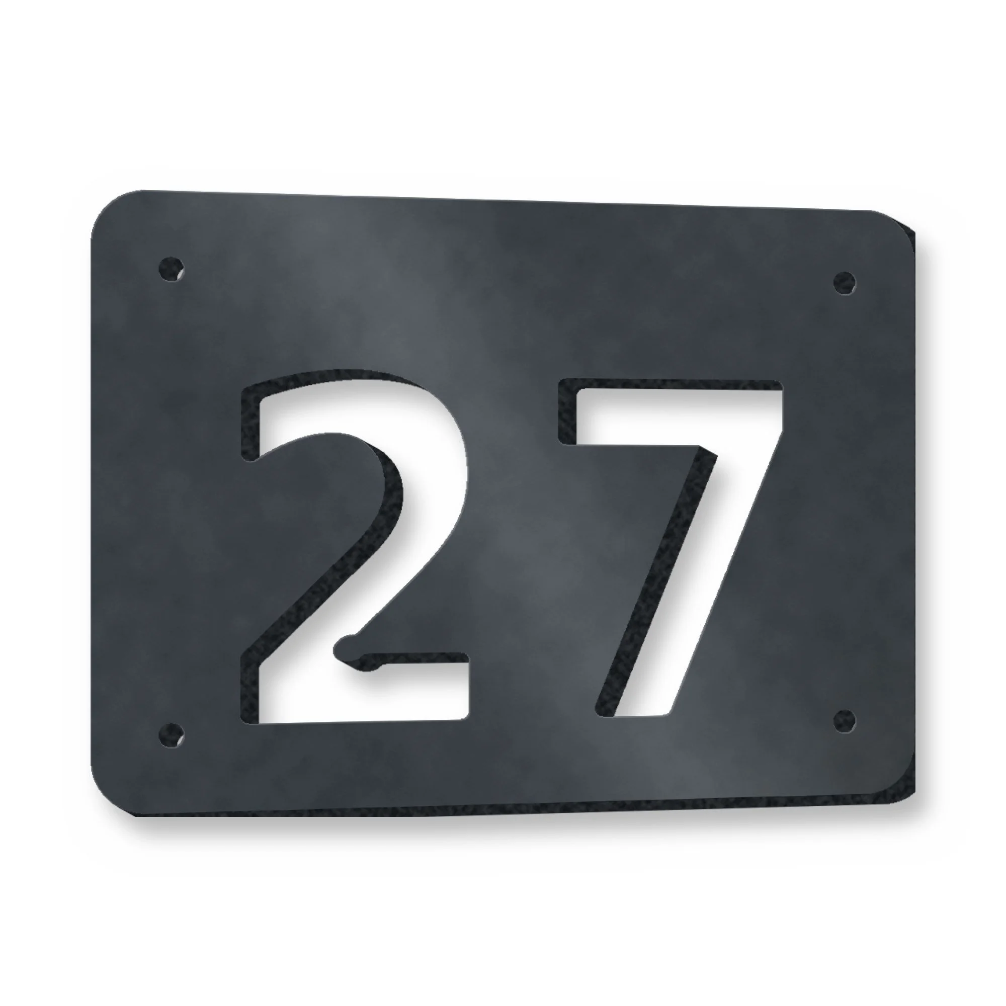 Personalised House Number Plate in anthracite grey – plasma-cut 3 mm steel, studio photo on white