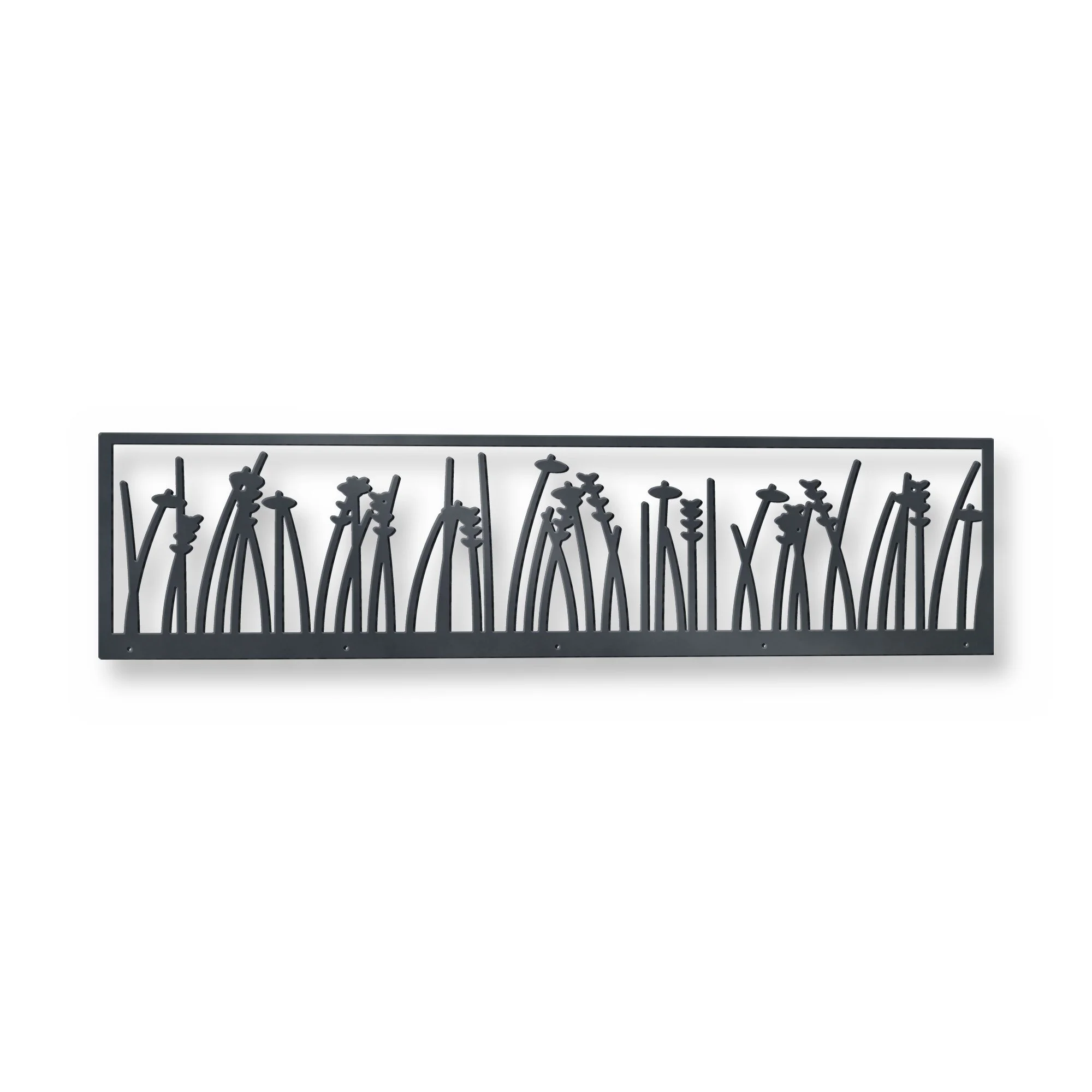 Saltmarsh Fence Topper in anthracite grey – plasma-cut 3 mm steel, studio photo on white