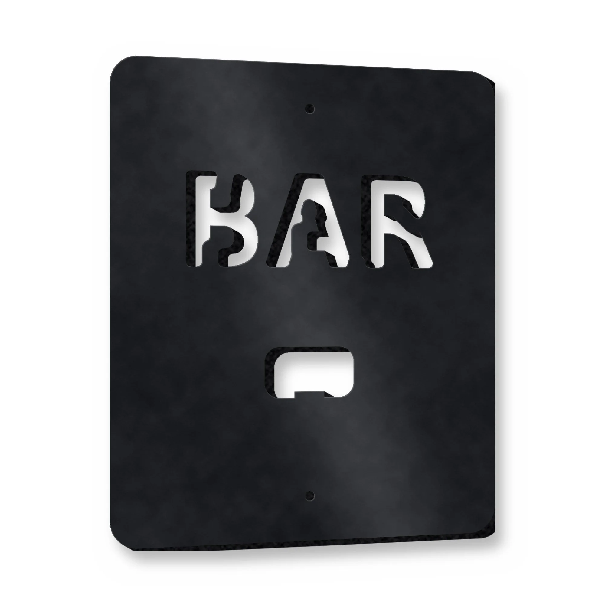 Example of the Personalised Bottle Opener Wall Plaque reading BAR