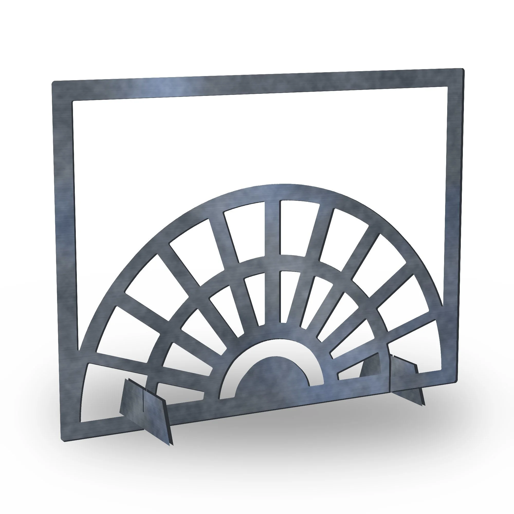 Ember Art Deco Fireplace Screen in raw mild steel – plasma-cut 3 mm steel, studio photo on white