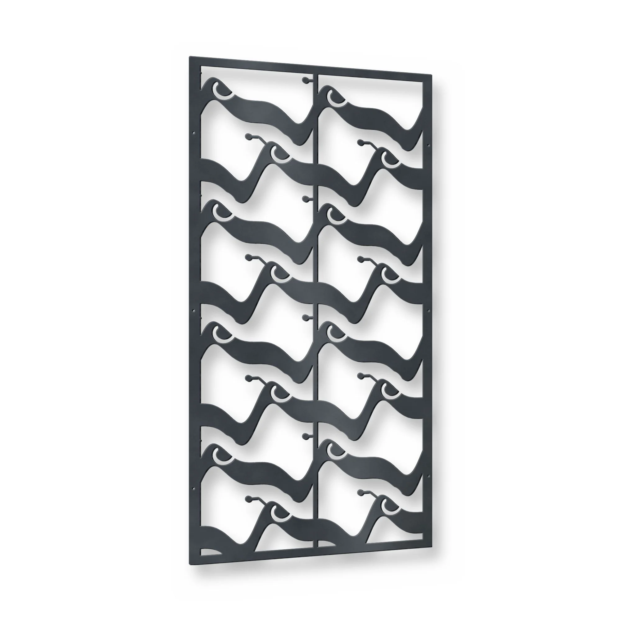 Tidewater Privacy Screen Panel in anthracite grey – plasma-cut 3 mm steel, studio photo on white