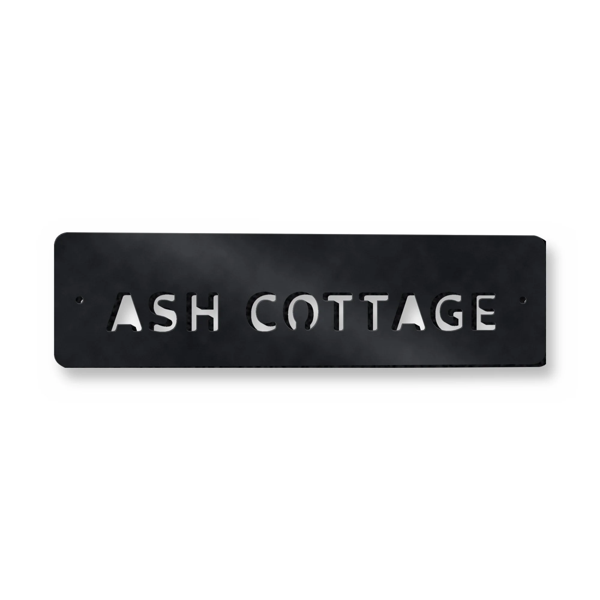Personalised Gate Name Plate in satin black – plasma-cut 3 mm steel, studio photo on white