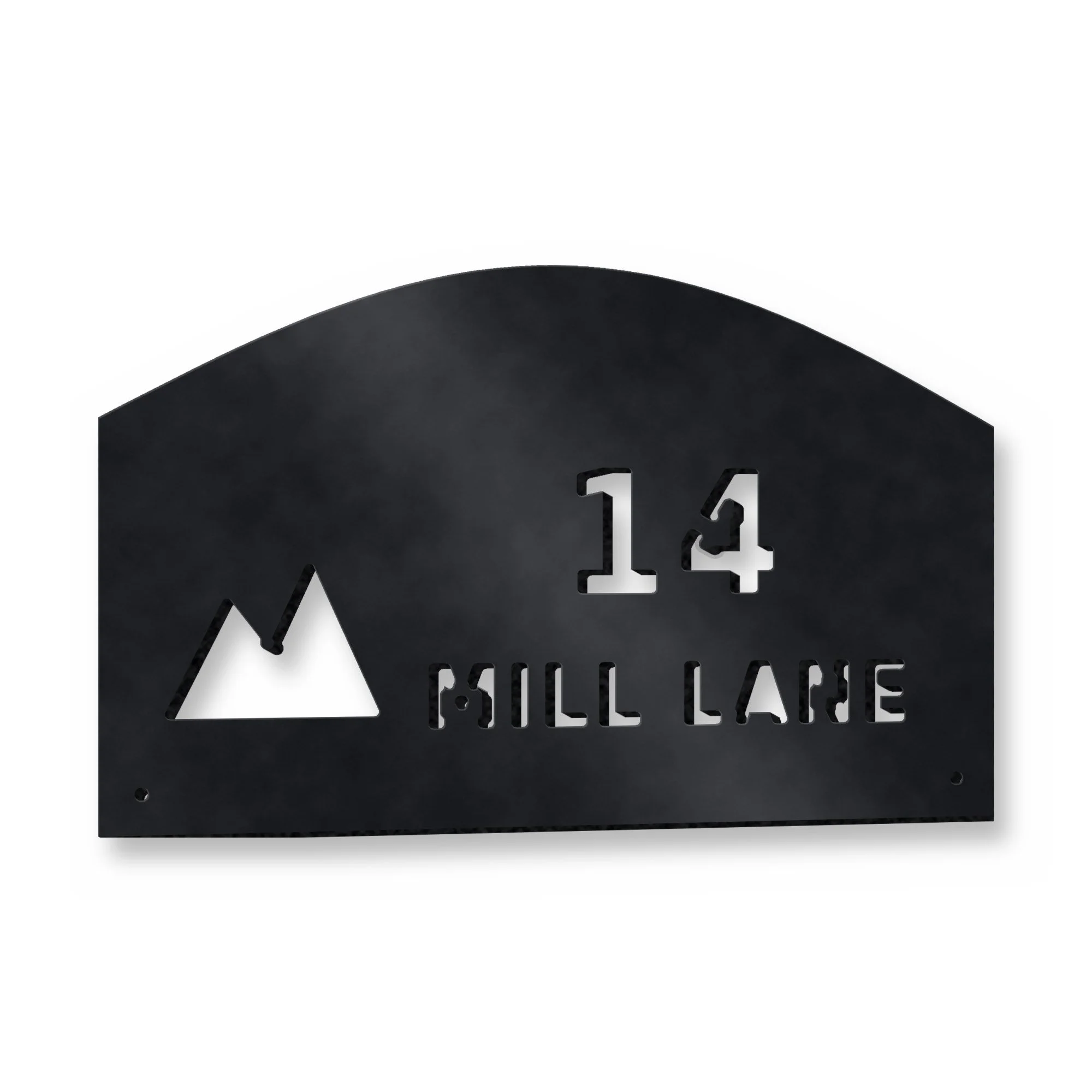 Example of the Personalised Address Plaque with Motif reading 14 / MILL LANE
