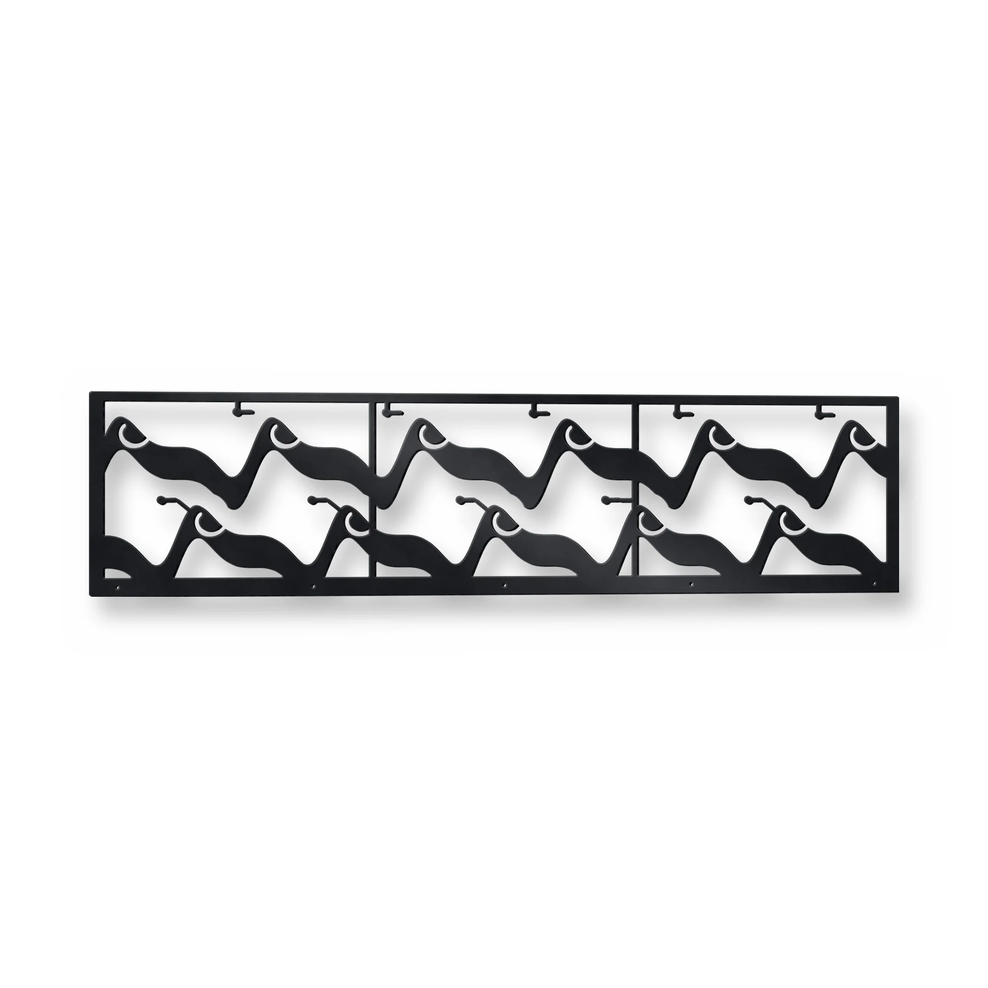 Tidewater Fence Topper in satin black – plasma-cut 3 mm steel, studio photo on white