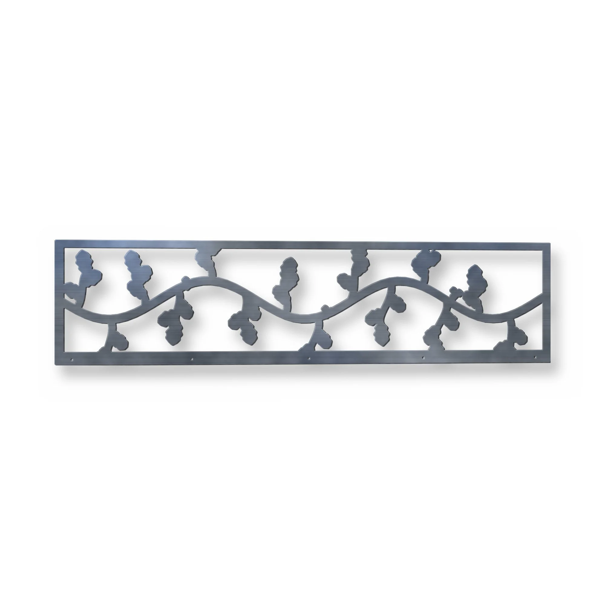 Hawthorn Fence Topper in raw mild steel – plasma-cut 3 mm steel, studio photo on white