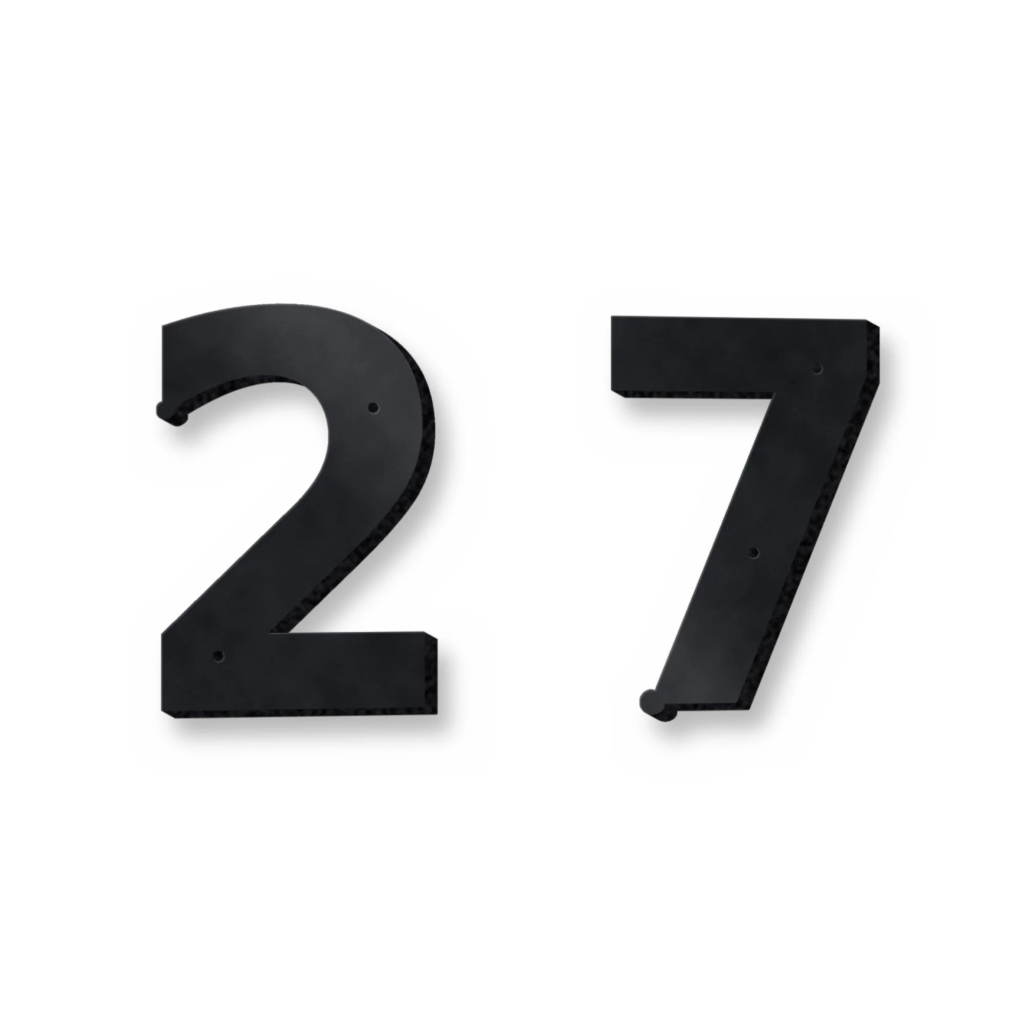 Cut-Out Metal House Numbers in satin black – plasma-cut 4 mm steel, studio photo on white