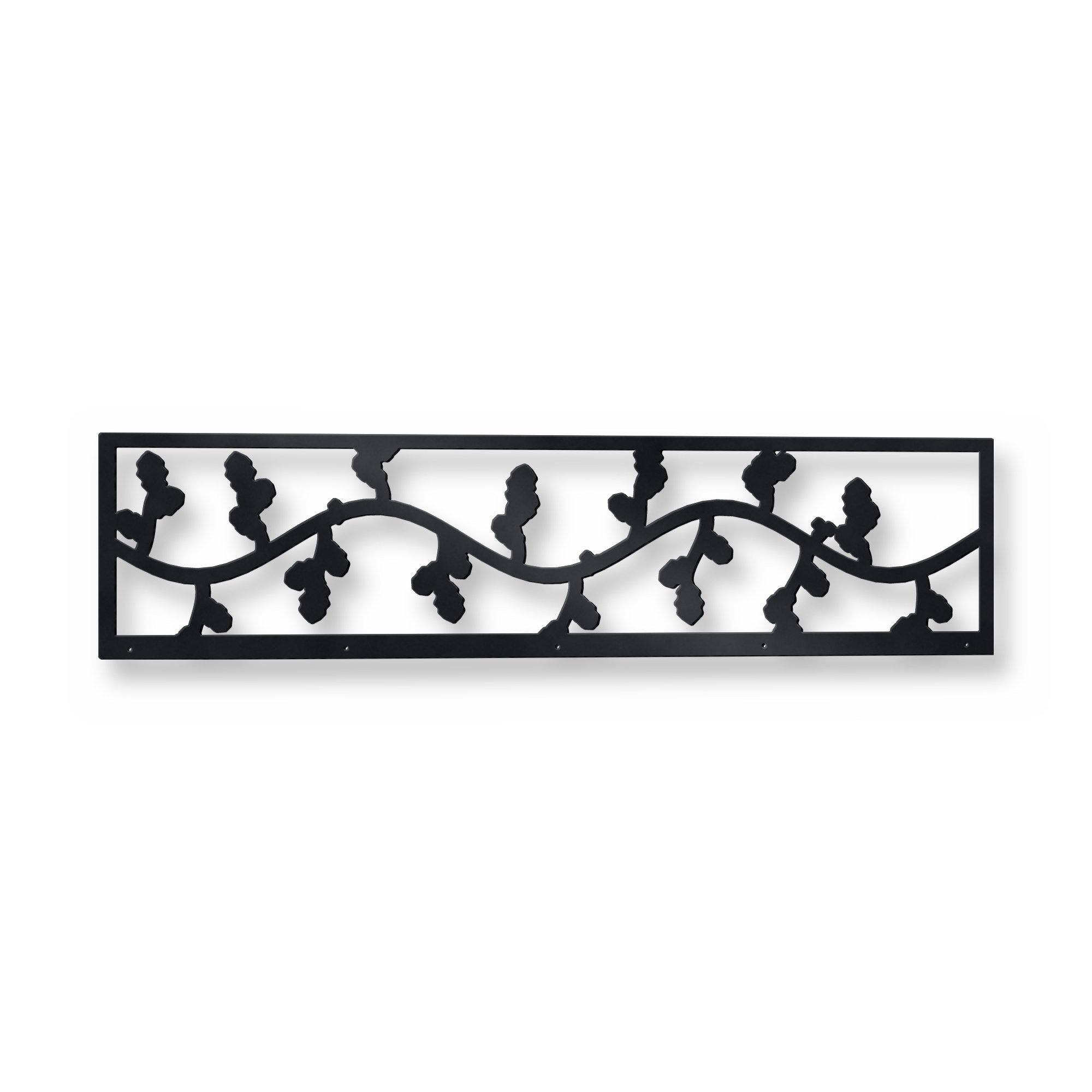 Hawthorn Fence Topper in satin black – plasma-cut 3 mm steel, studio photo on white