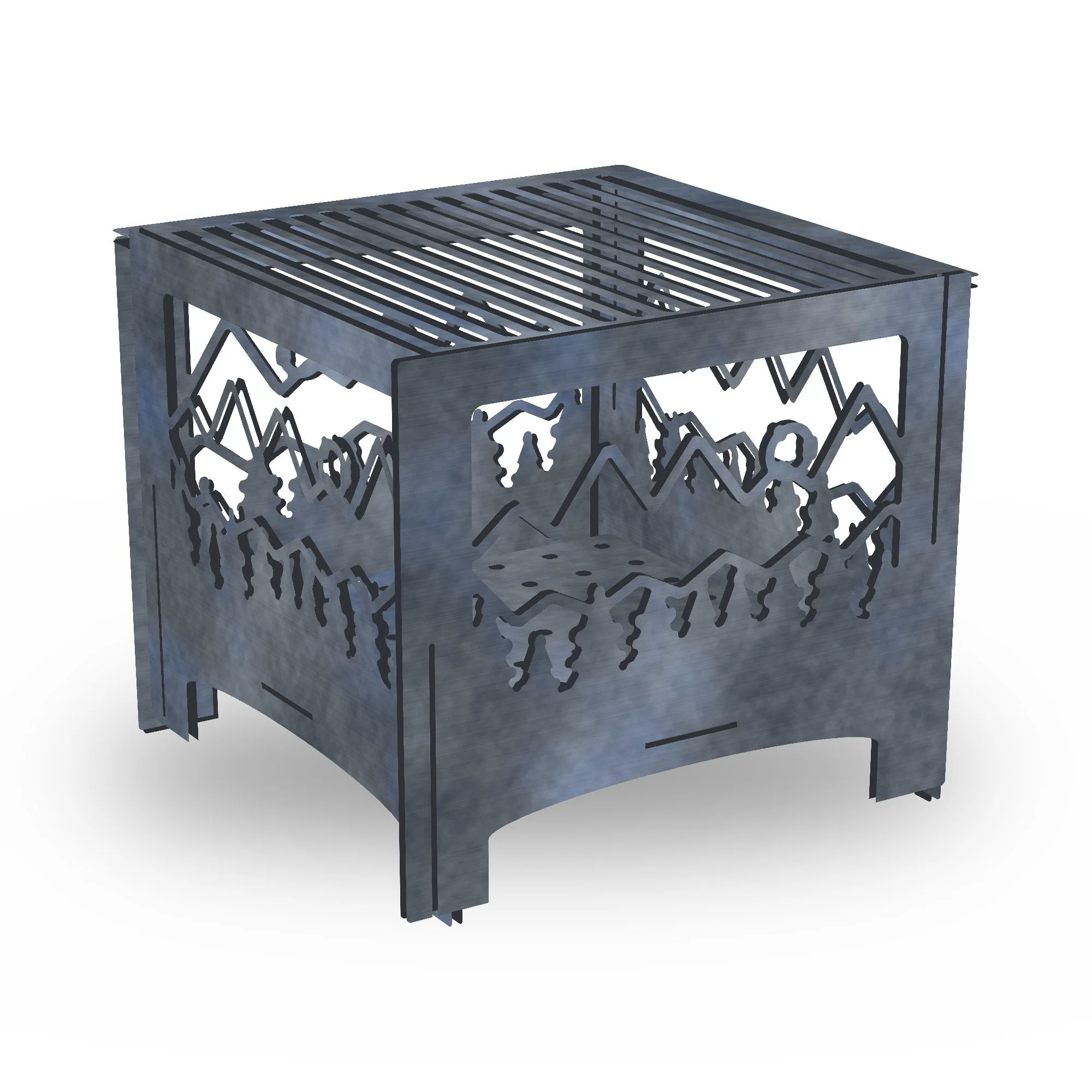 Fellside Slot-Together Fire Pit shown with the optional steel grill grate fitted