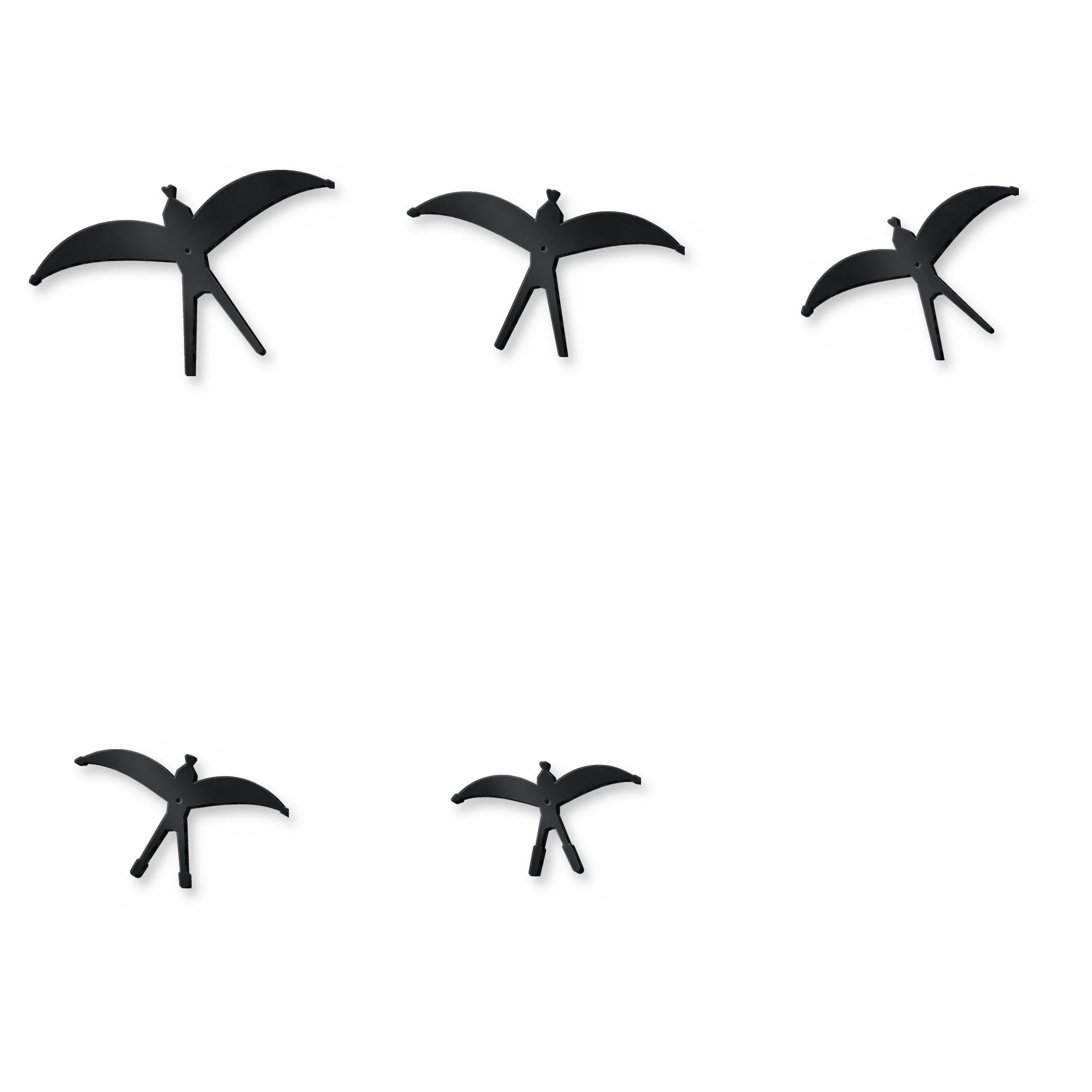 Swallows Metal Wall Art (Set of 5) flat-pack parts laid out before assembly, plasma-cut 3 mm steel