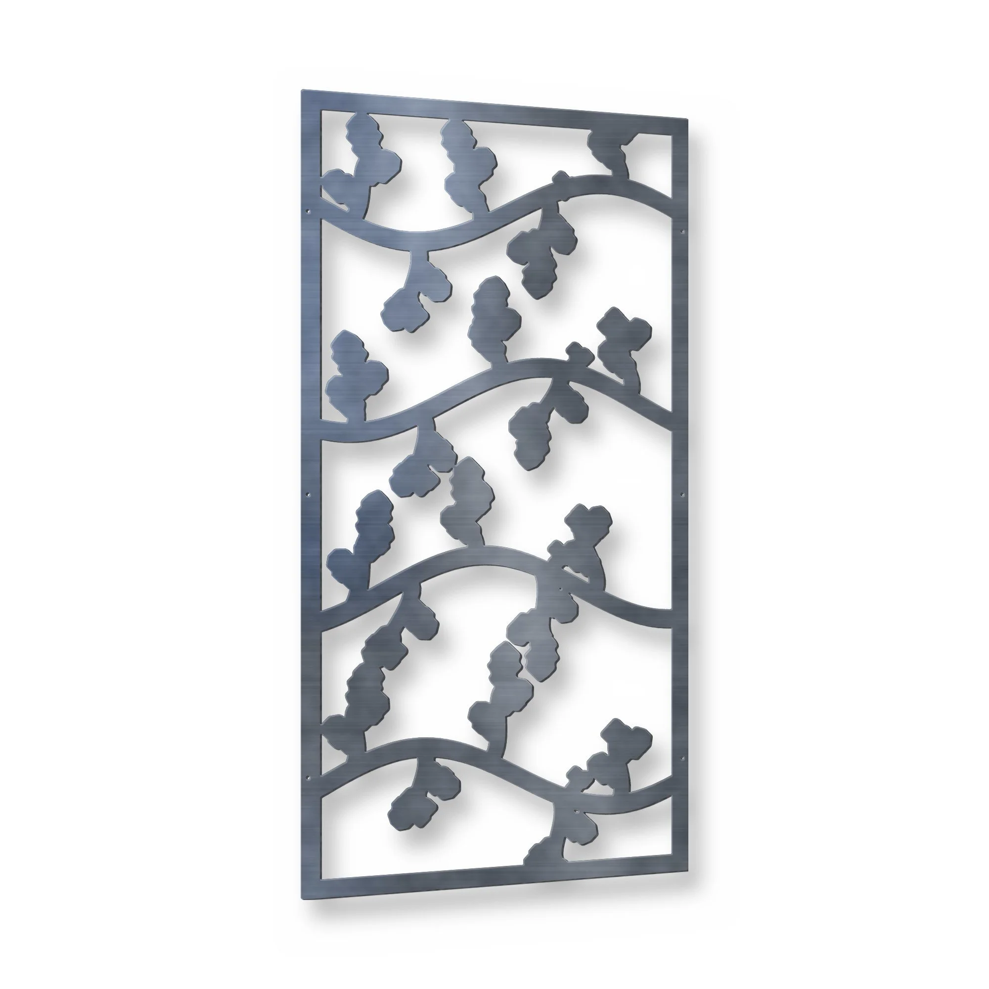 Hawthorn Privacy Screen Panel in raw mild steel – plasma-cut 3 mm steel, studio photo on white