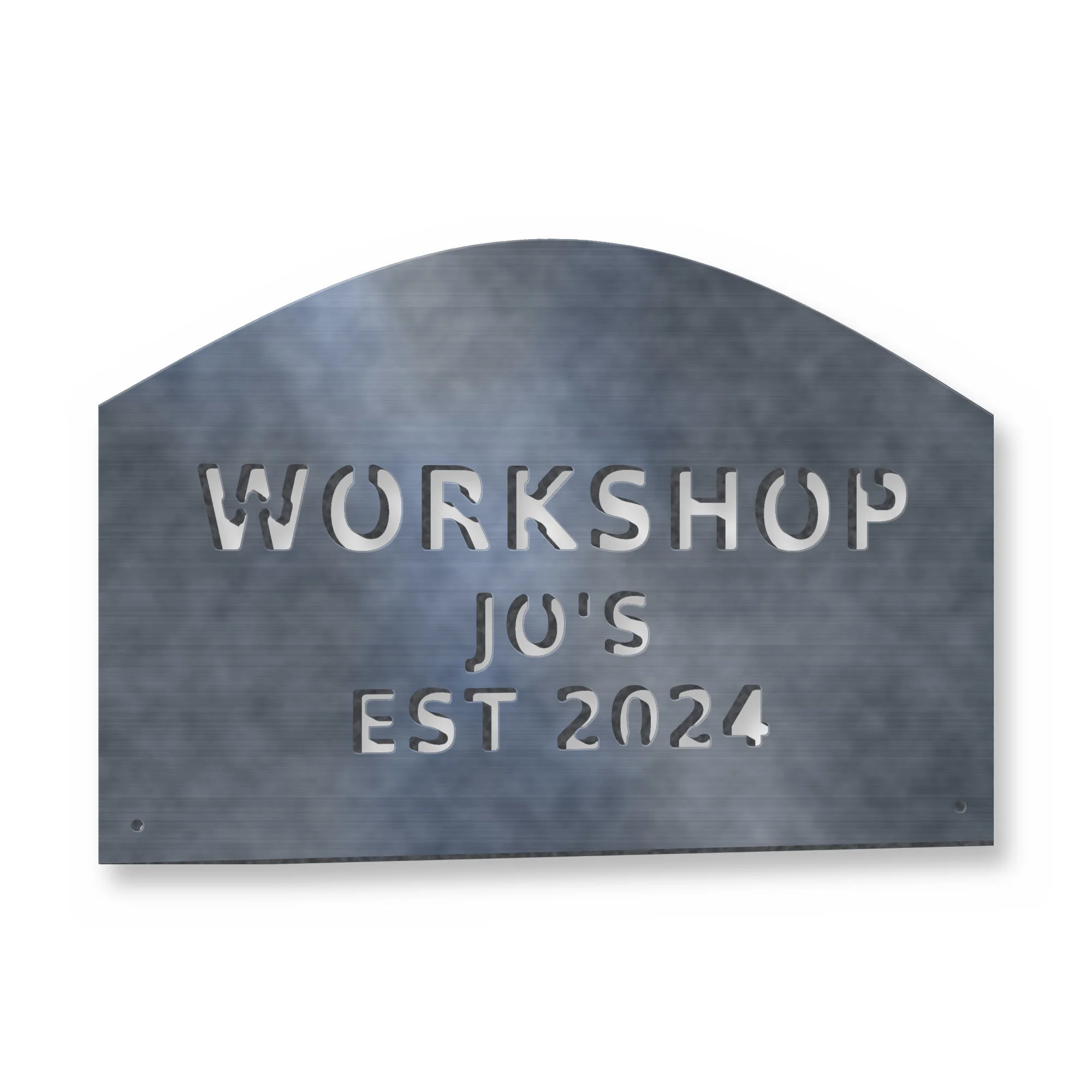Example of the Personalised Workshop "EST" Sign reading JO'S / EST 2024