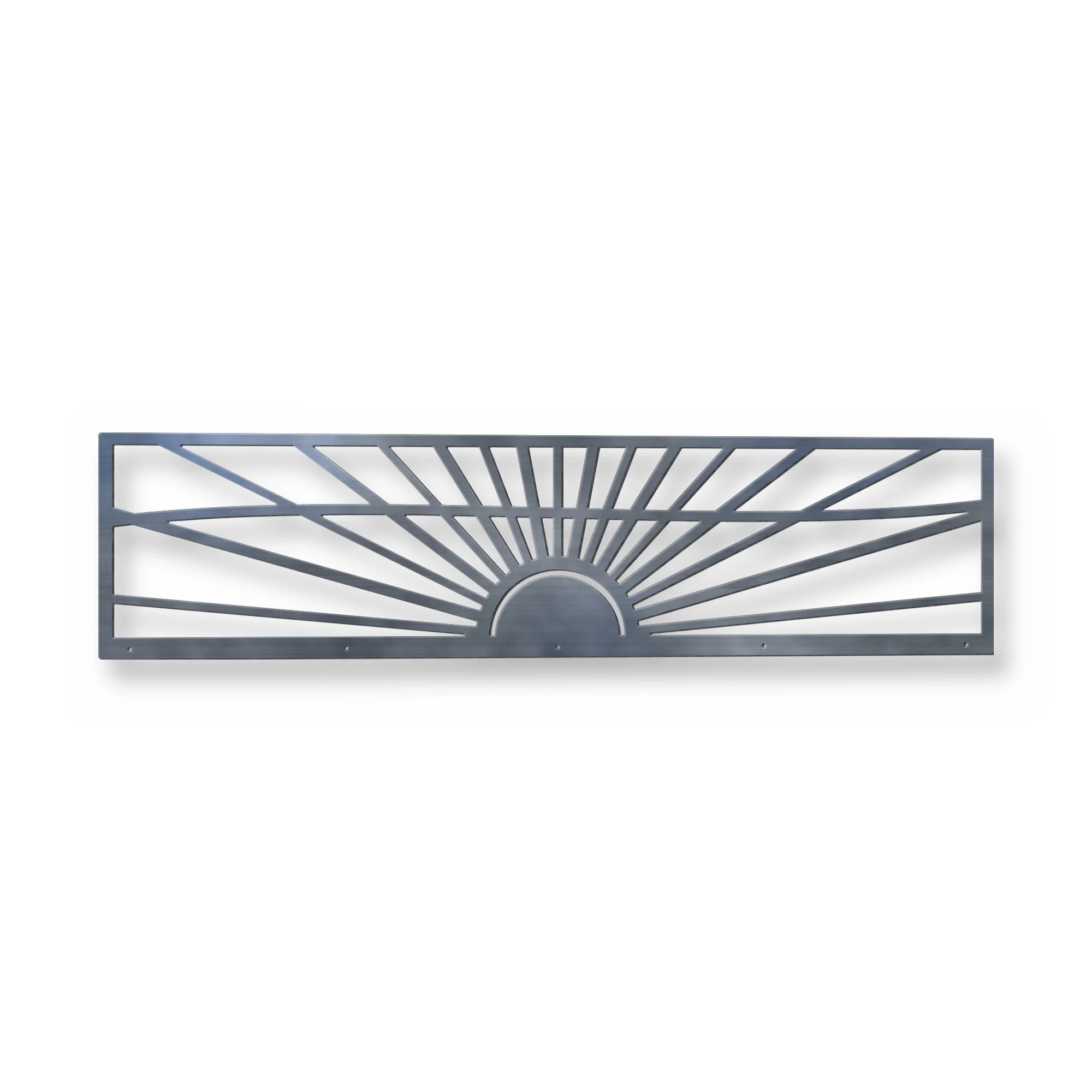 Daybreak Fence Topper in raw mild steel – plasma-cut 3 mm steel, studio photo on white