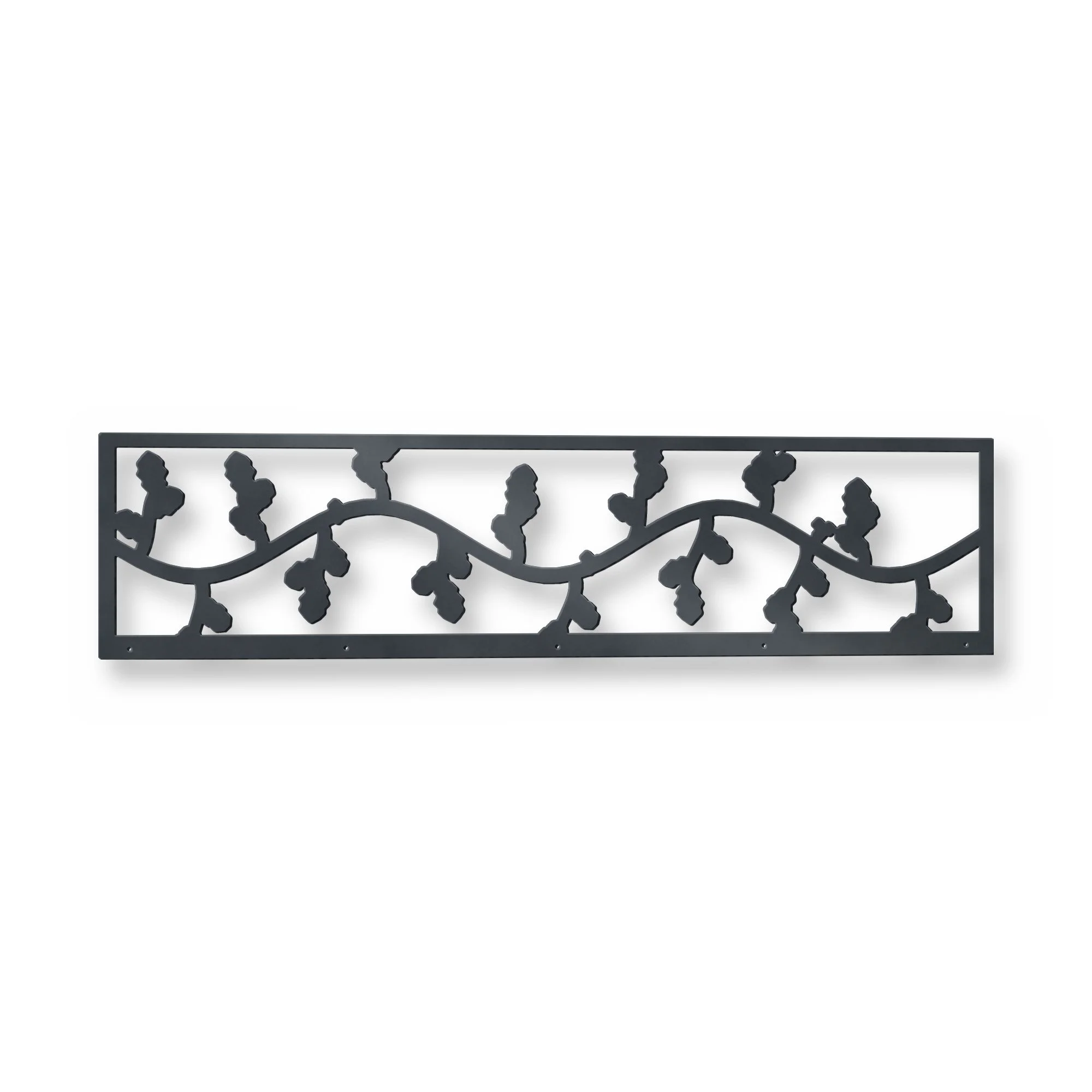 Hawthorn Fence Topper in anthracite grey – plasma-cut 3 mm steel, studio photo on white