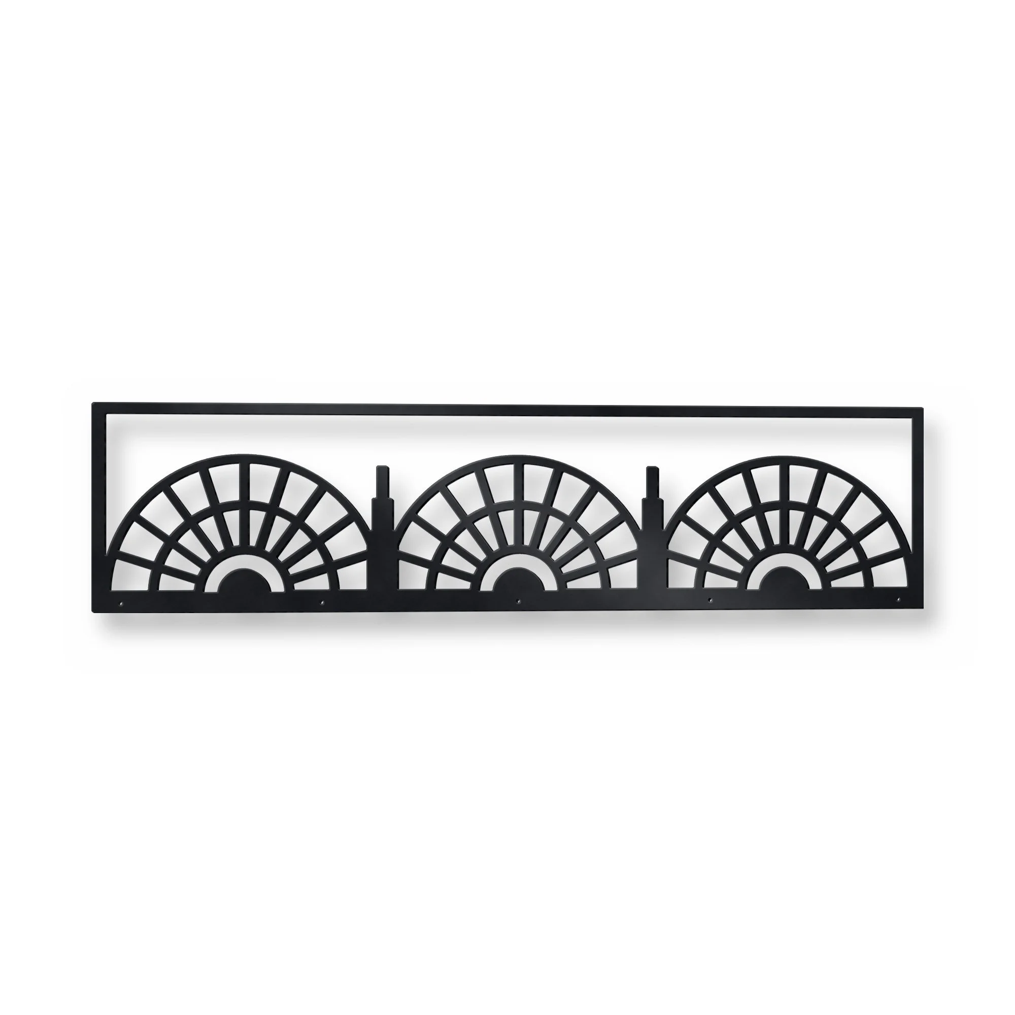 Ember Fence Topper in satin black – plasma-cut 3 mm steel, studio photo on white
