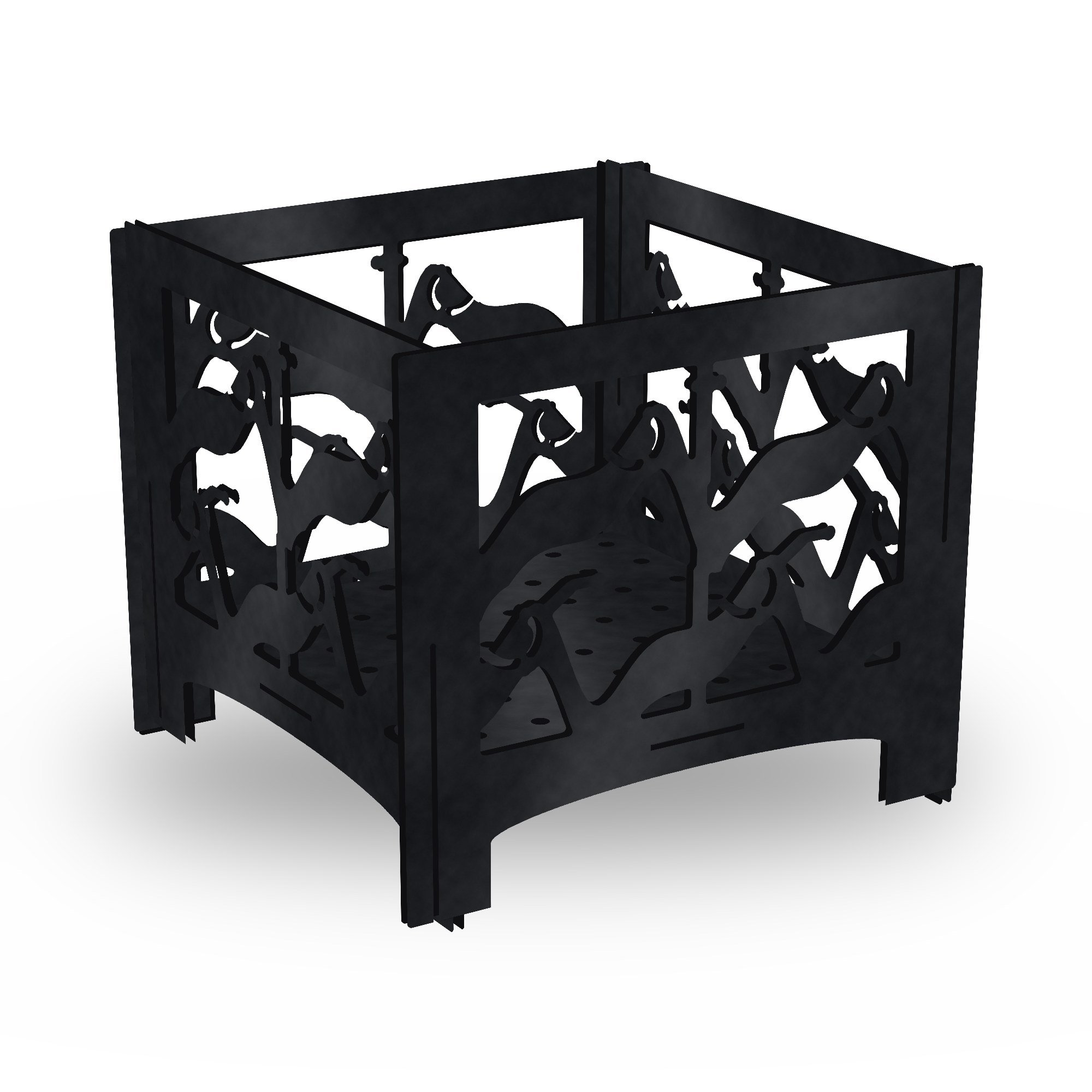 Tidewater Slot-Together Fire Pit in high heat black – plasma-cut 4 mm steel, studio photo on white