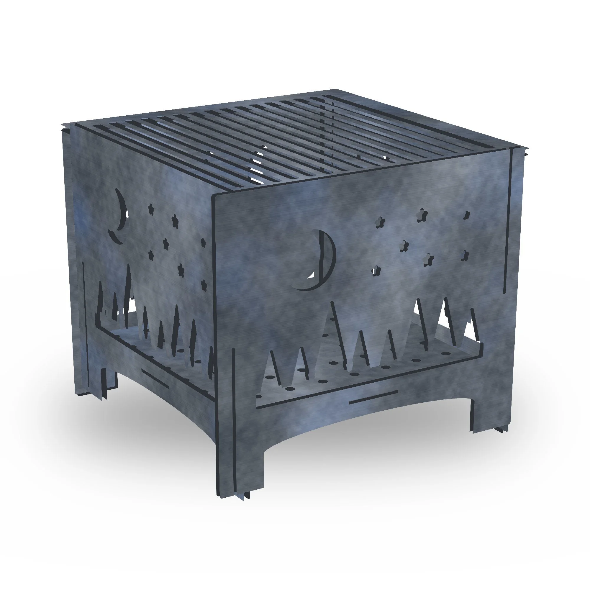 Starfall Slot-Together Fire Pit shown with the optional steel grill grate fitted