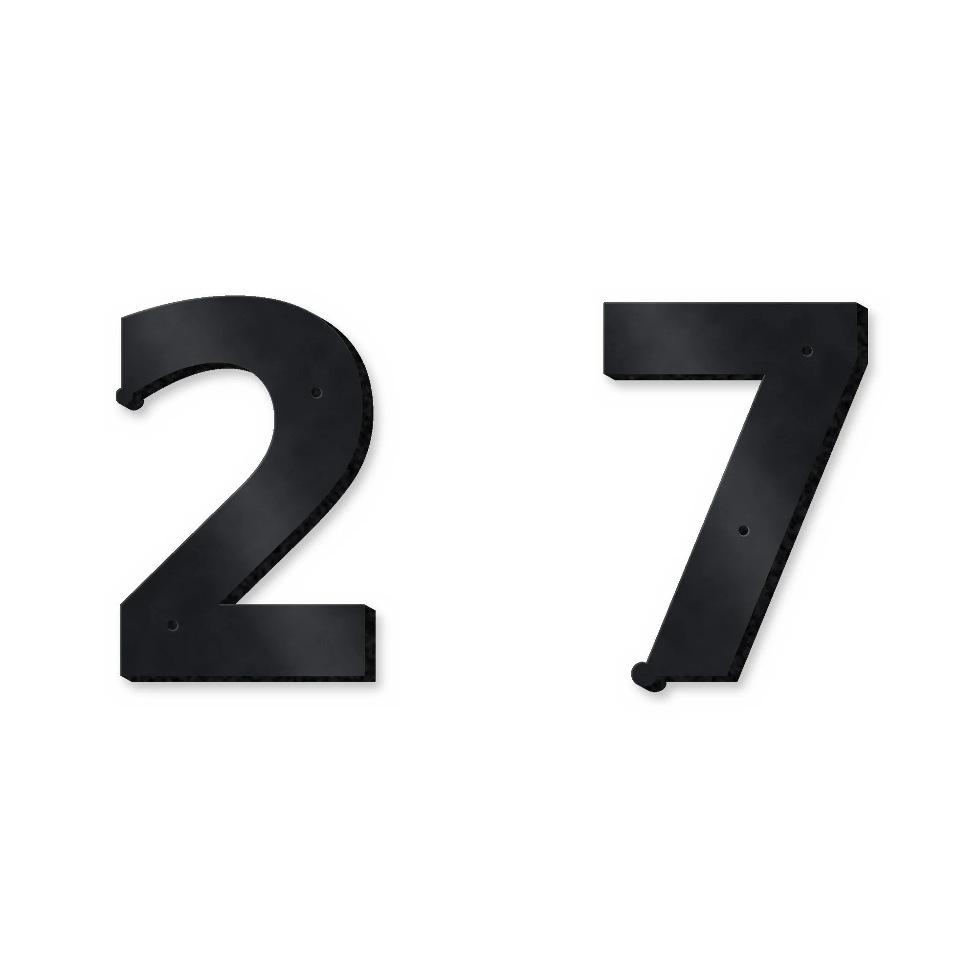 Cut-Out Metal House Numbers flat-pack parts laid out before assembly, plasma-cut 4 mm steel