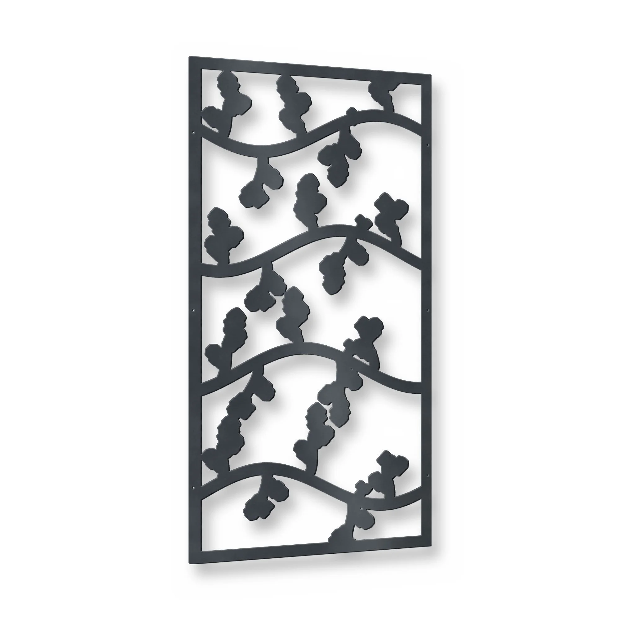 Hawthorn Privacy Screen Panel in anthracite grey – plasma-cut 3 mm steel, studio photo on white