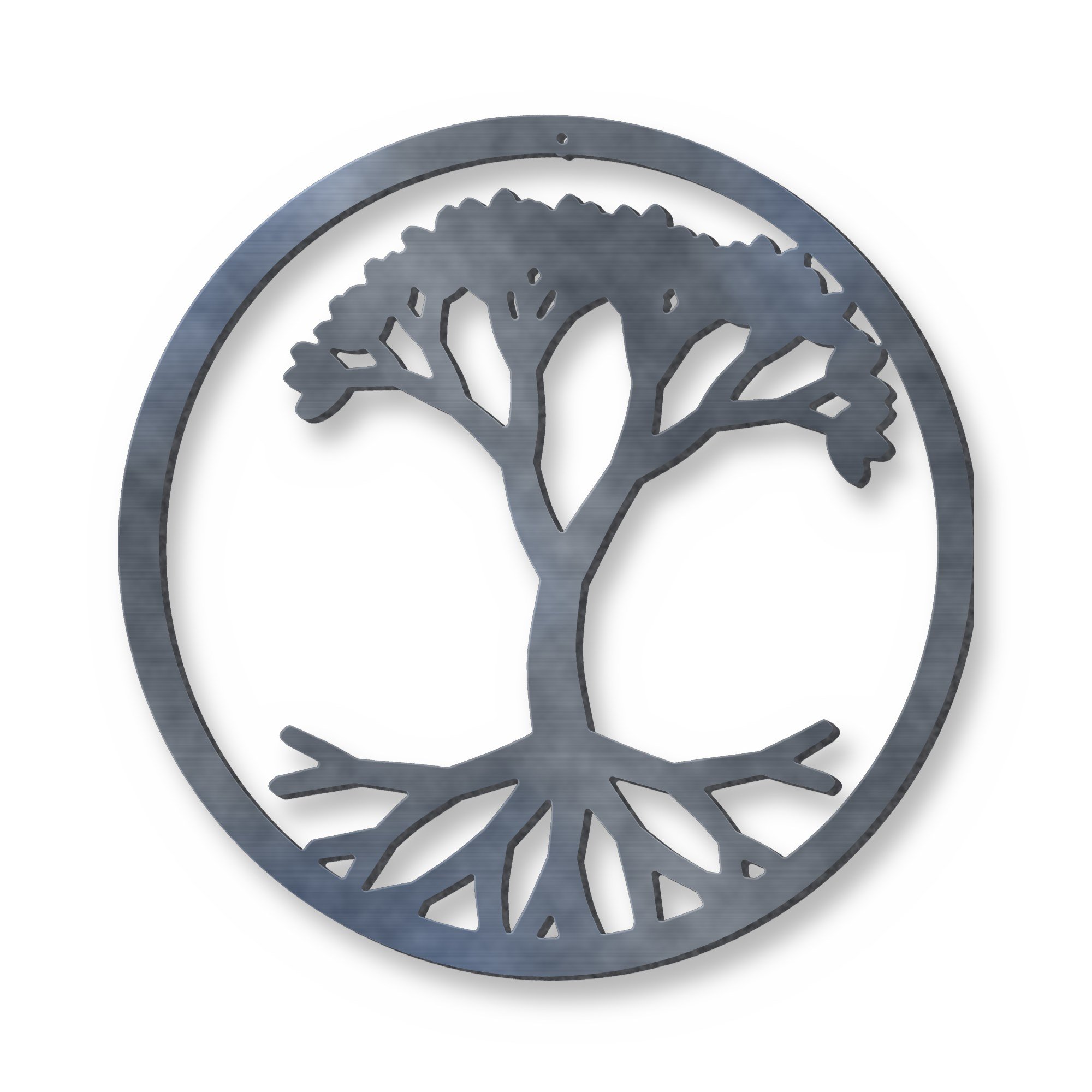 Tree of Life Metal Wall Art in raw mild steel – plasma-cut 3 mm steel, studio photo on white