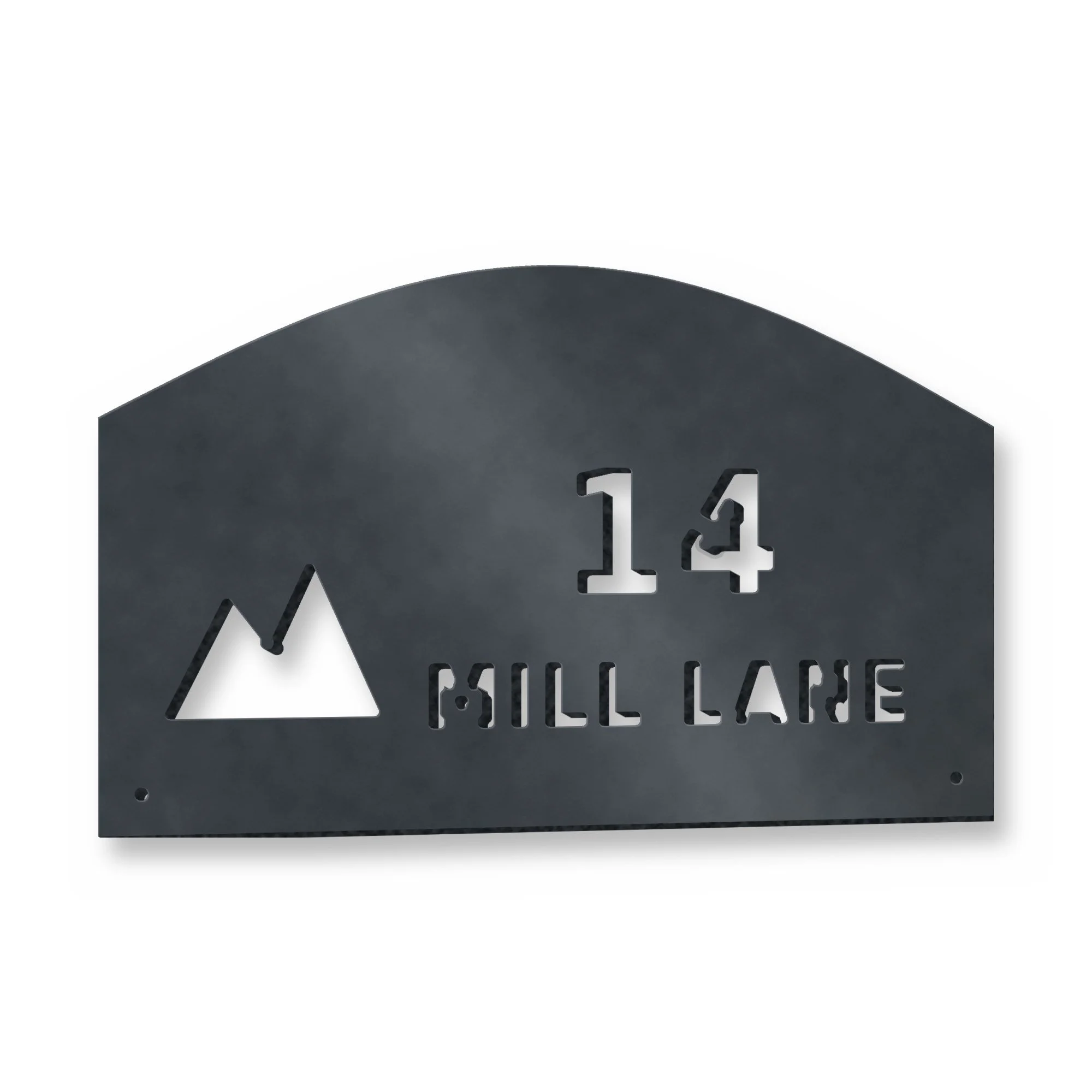 Personalised Address Plaque with Motif in anthracite grey – plasma-cut 3 mm steel, studio photo on white