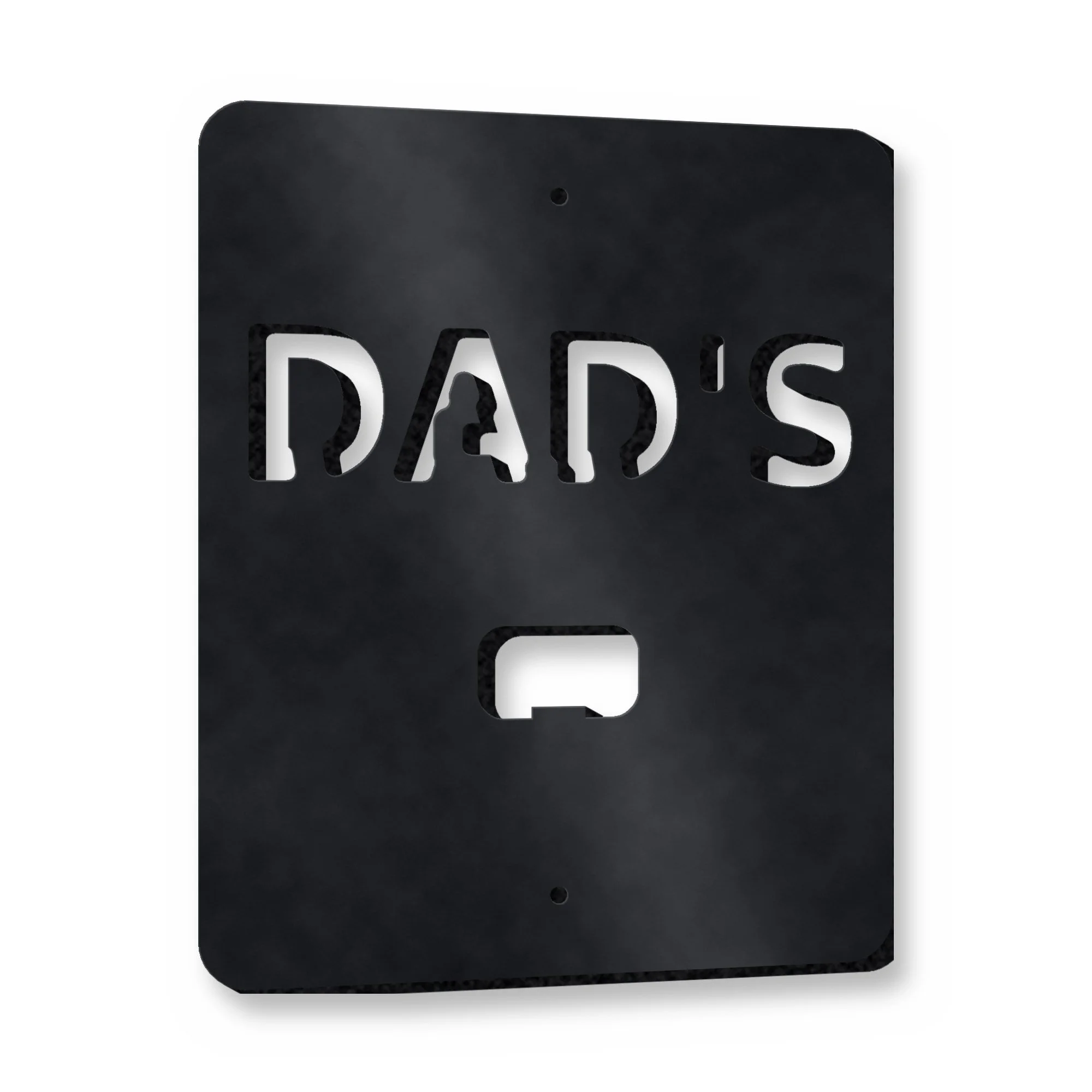 Example of the Personalised Bottle Opener Wall Plaque reading DAD'S